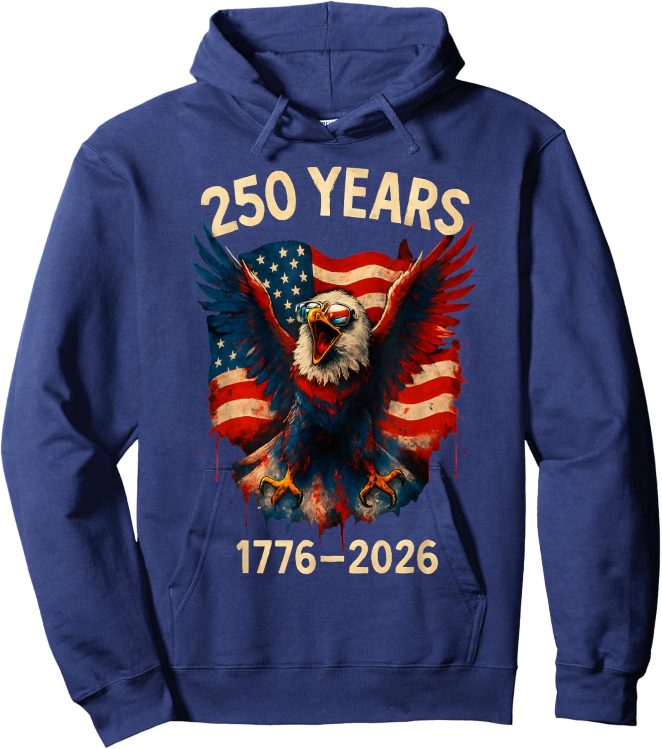 250 Years American 1776 2026 250th 4th July Independence Day Hoodie - Hoodie | Navy