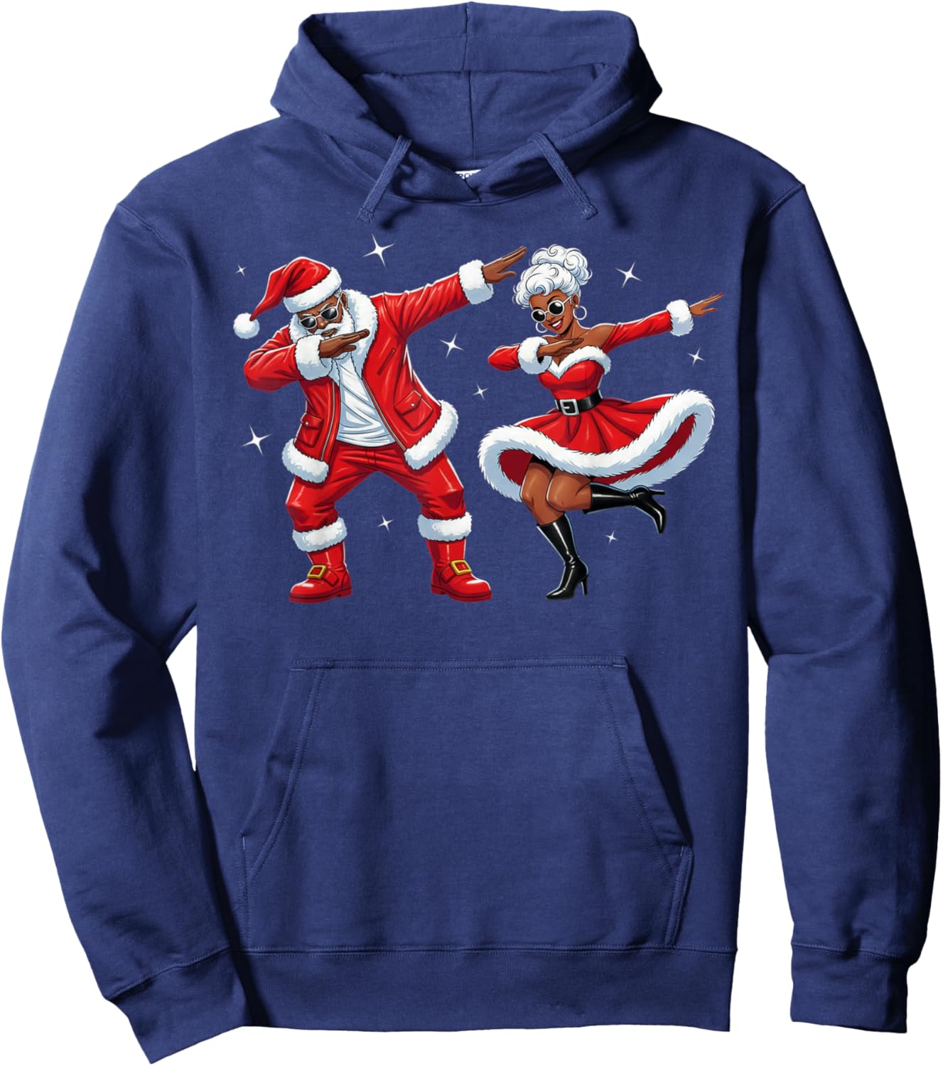 African Santa Mrs Claus Dabbing African America Christmas Hoodie - Hoodie | Navy