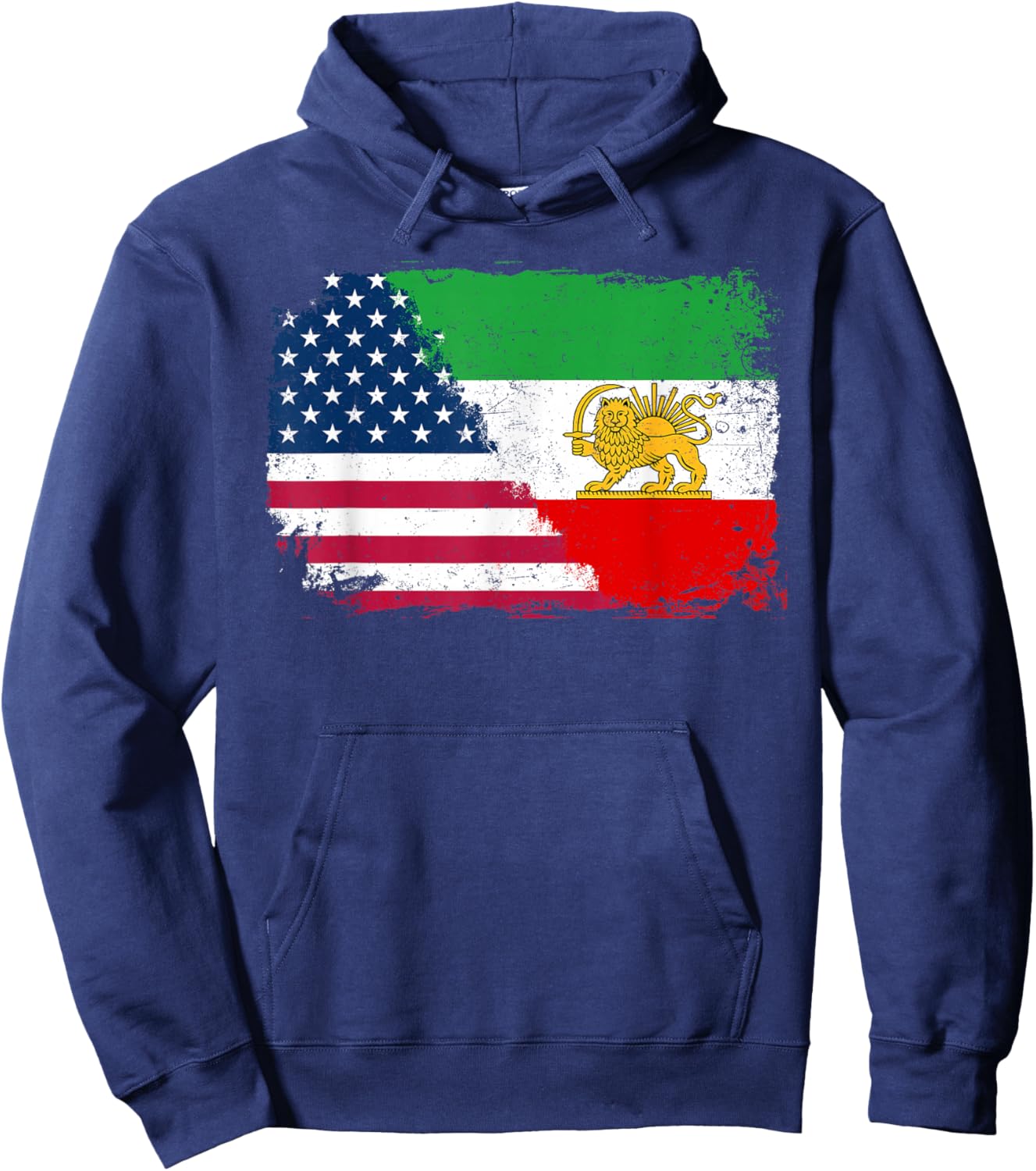 Vintage Persian American Flag USA Persia Roots Heritage Hoodie - Hoodie | Navy