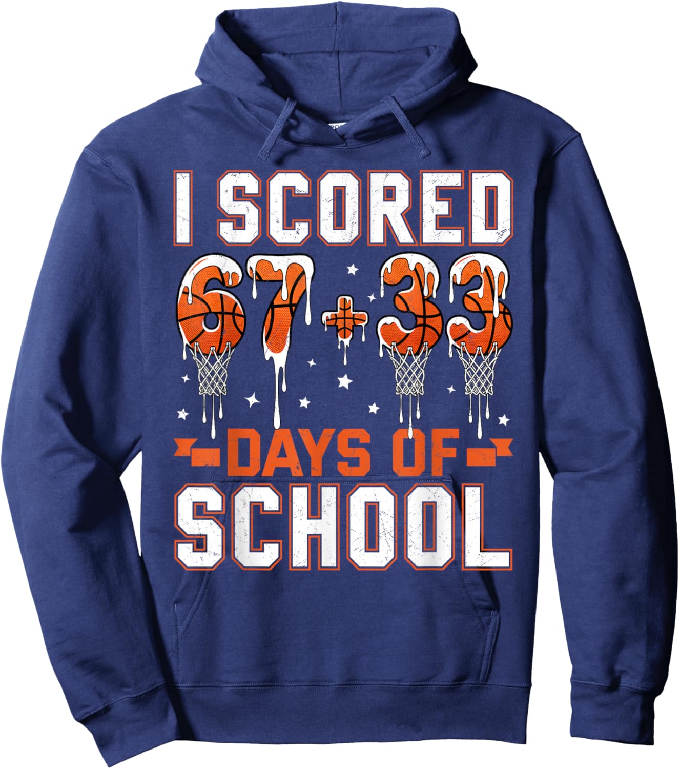 100 Days of School Basketball Drip 100th Day of School Boys Hoodie - Hoodie | Navy