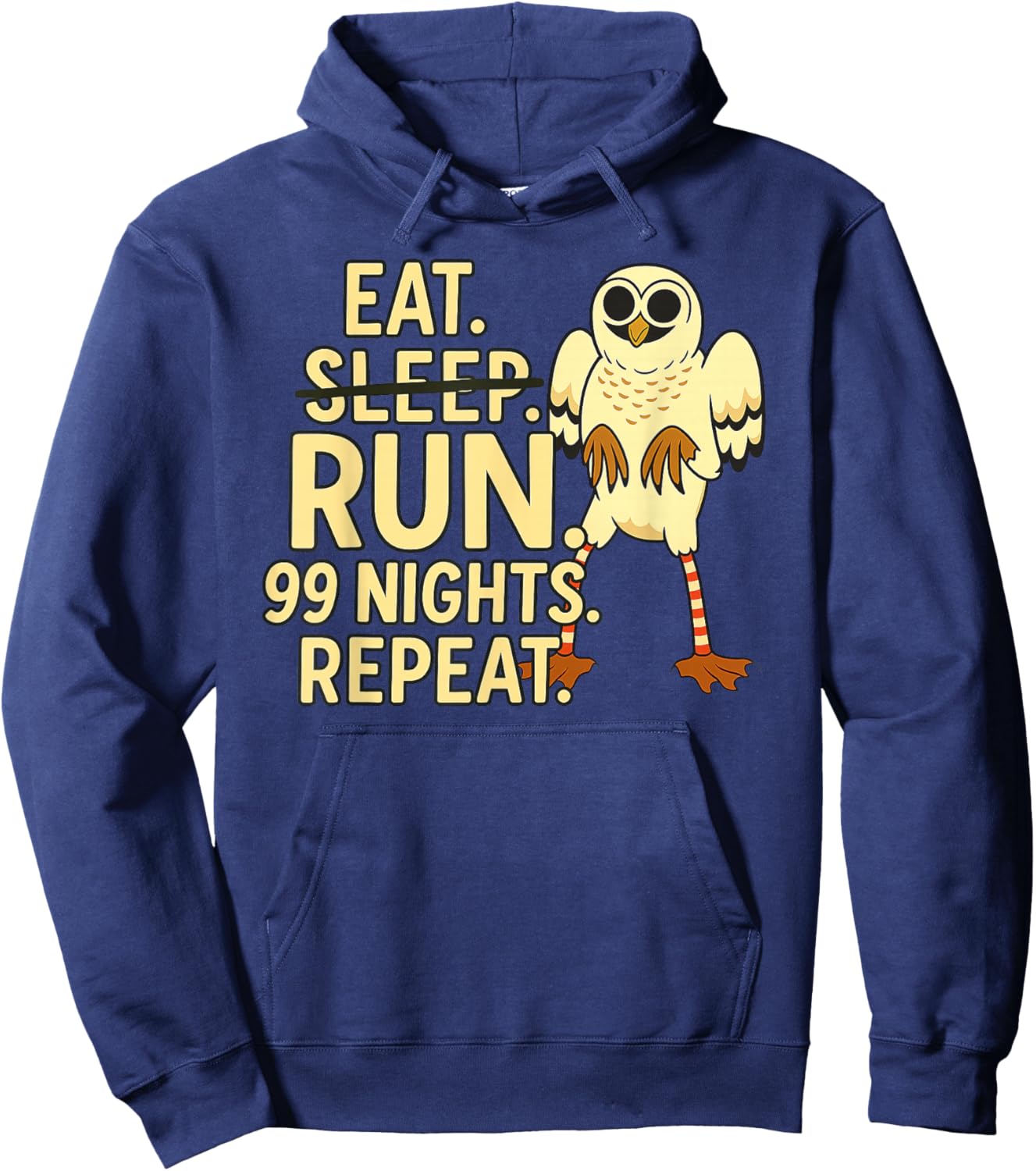 Eat. No Sleep. Run. 99 Nights. Repeat. Owl in The Forest Hoodie - Hoodie | Navy