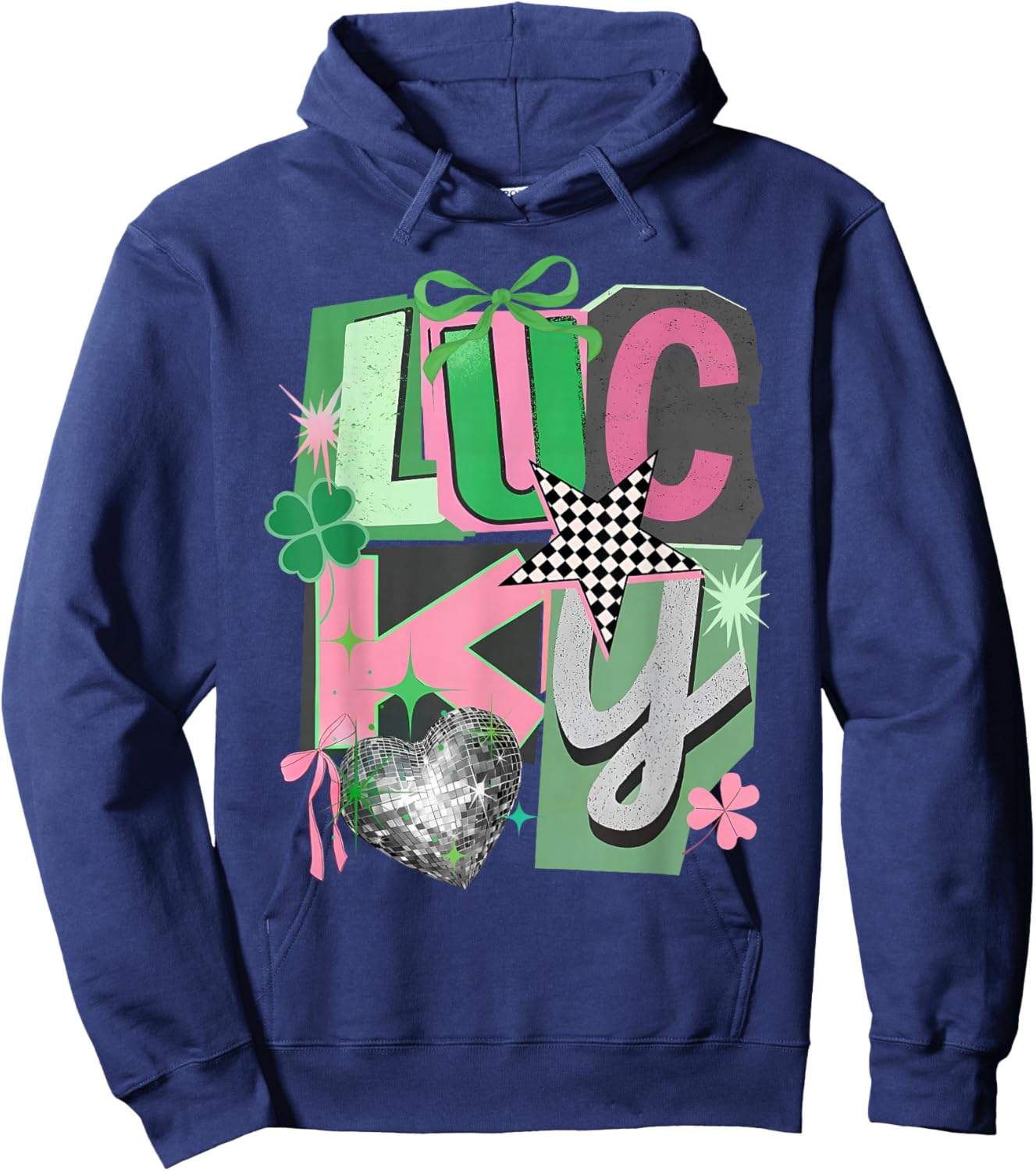 Coquette Bow St.Patrick's Day Lucky Shamrock Irish Ireland Hoodie - Hoodie | Navy
