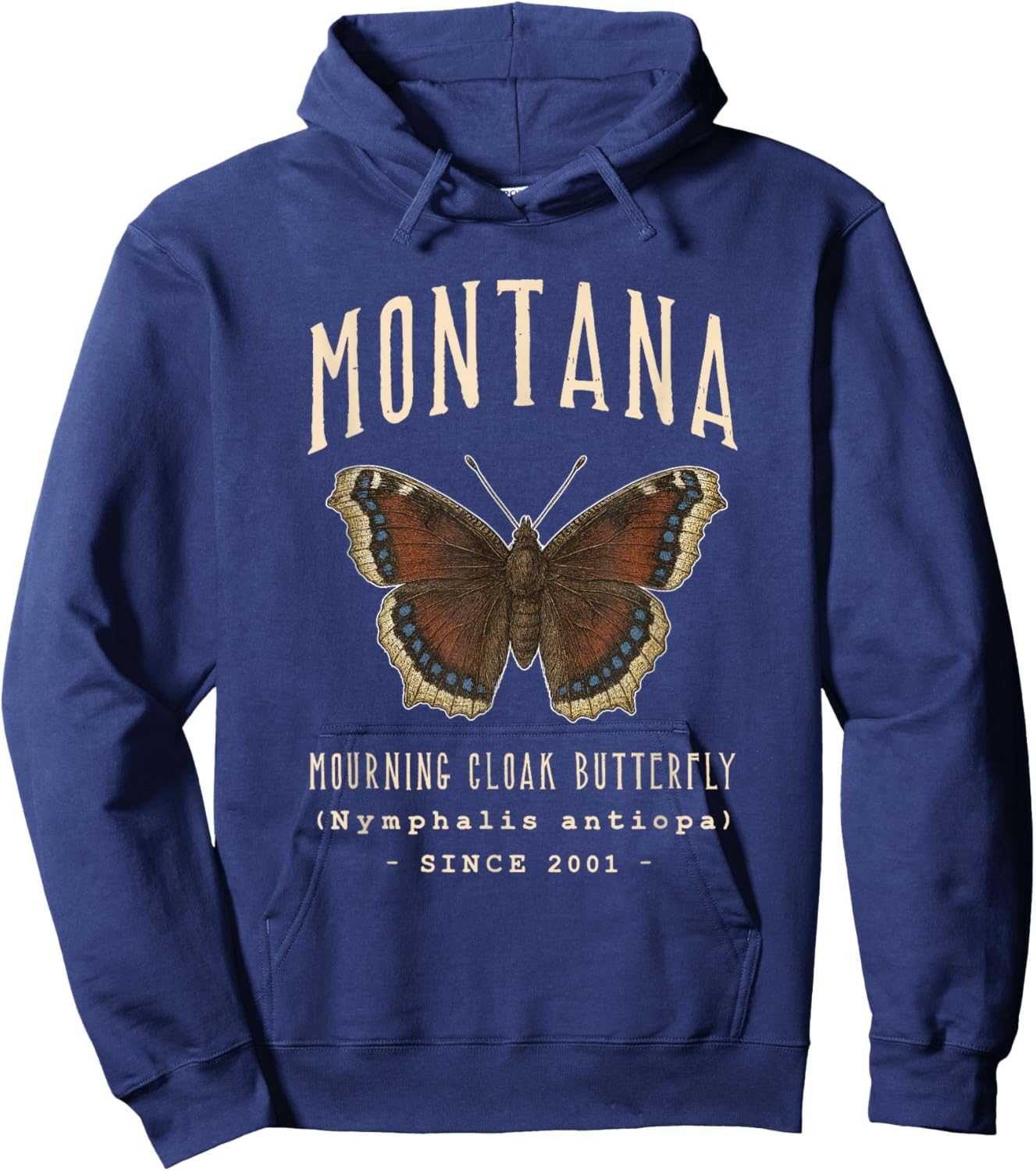 Montana Mourning Cloak Butterfly Hoodie - Hoodie | Navy