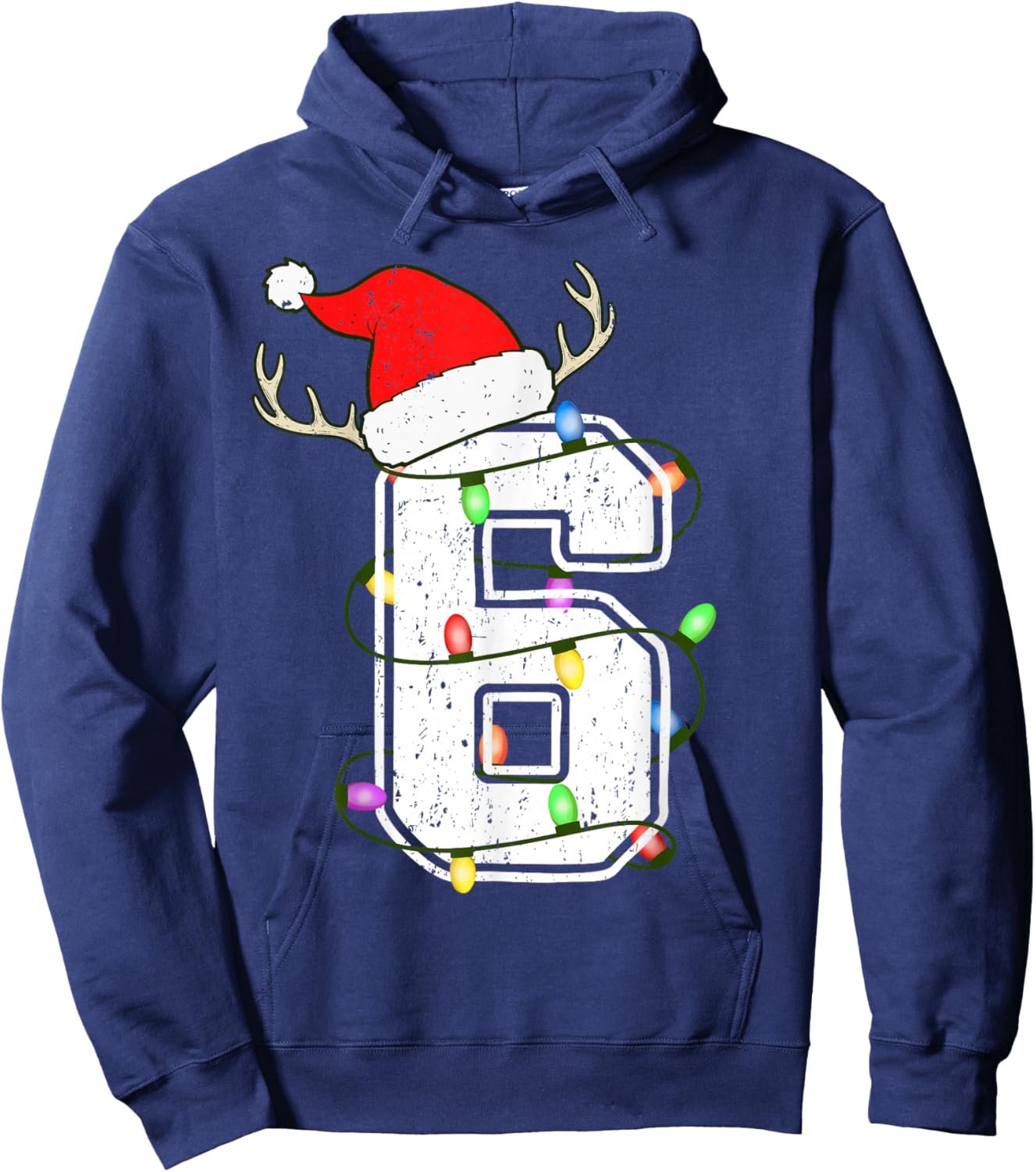 Number 6 6th Birthday Boy Six Christmas Happy Birthday Kids Hoodie - Hoodie | Navy