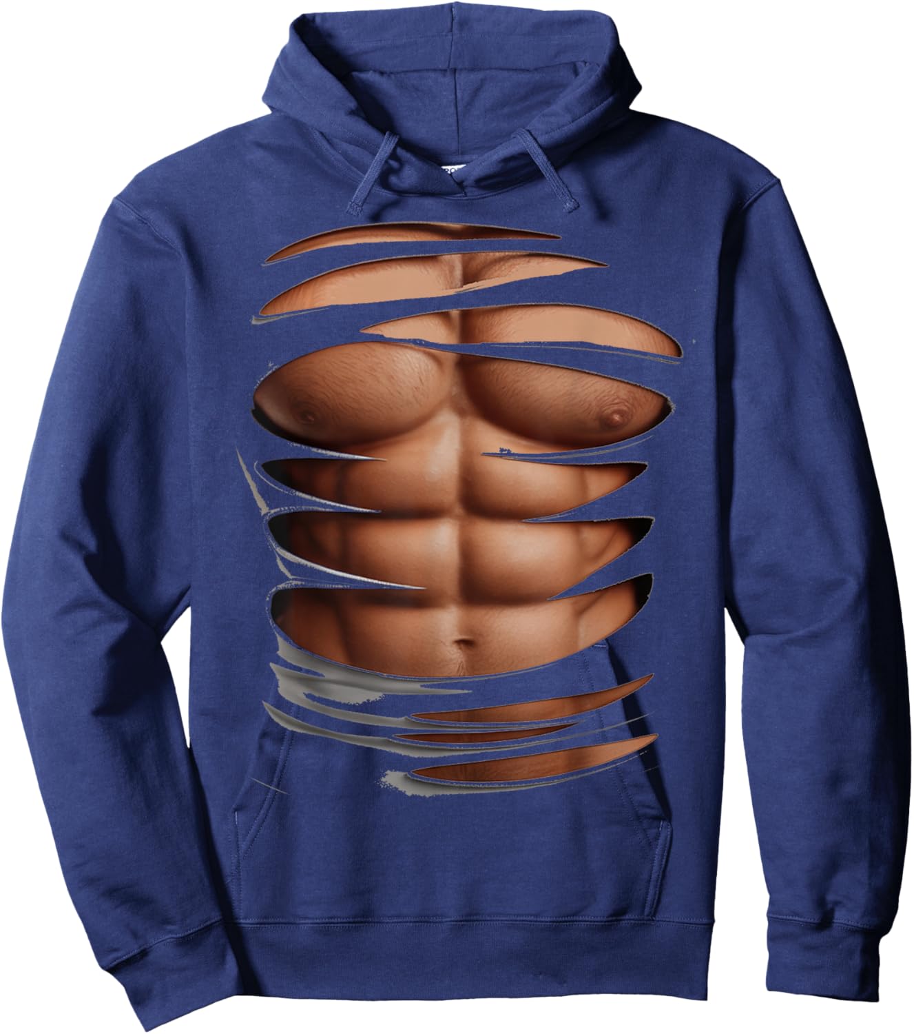 Six Pack Abs Bodybuilder Costume Fake abs Funny Muscle Gym Hoodie - Hoodie | Navy