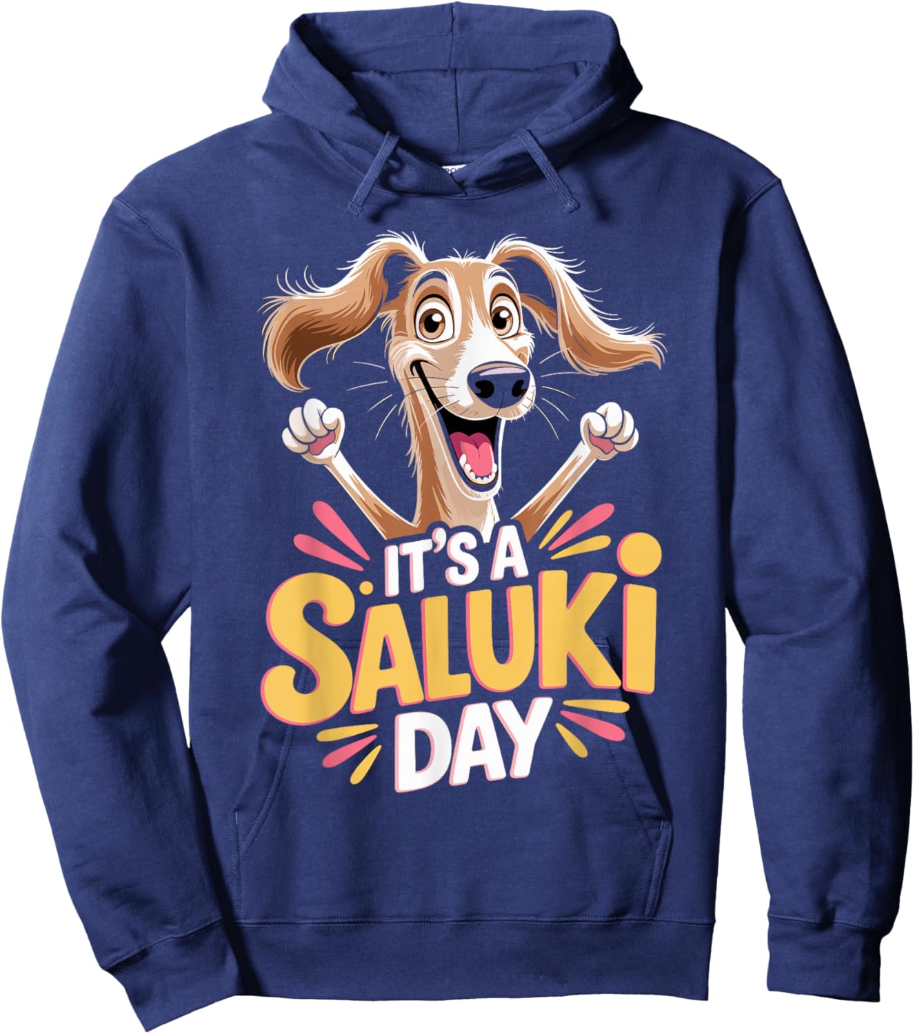 It's a Saluki Day Cartoon Pet Dog Breed Persian Greyhound Hoodie - Hoodie | Navy