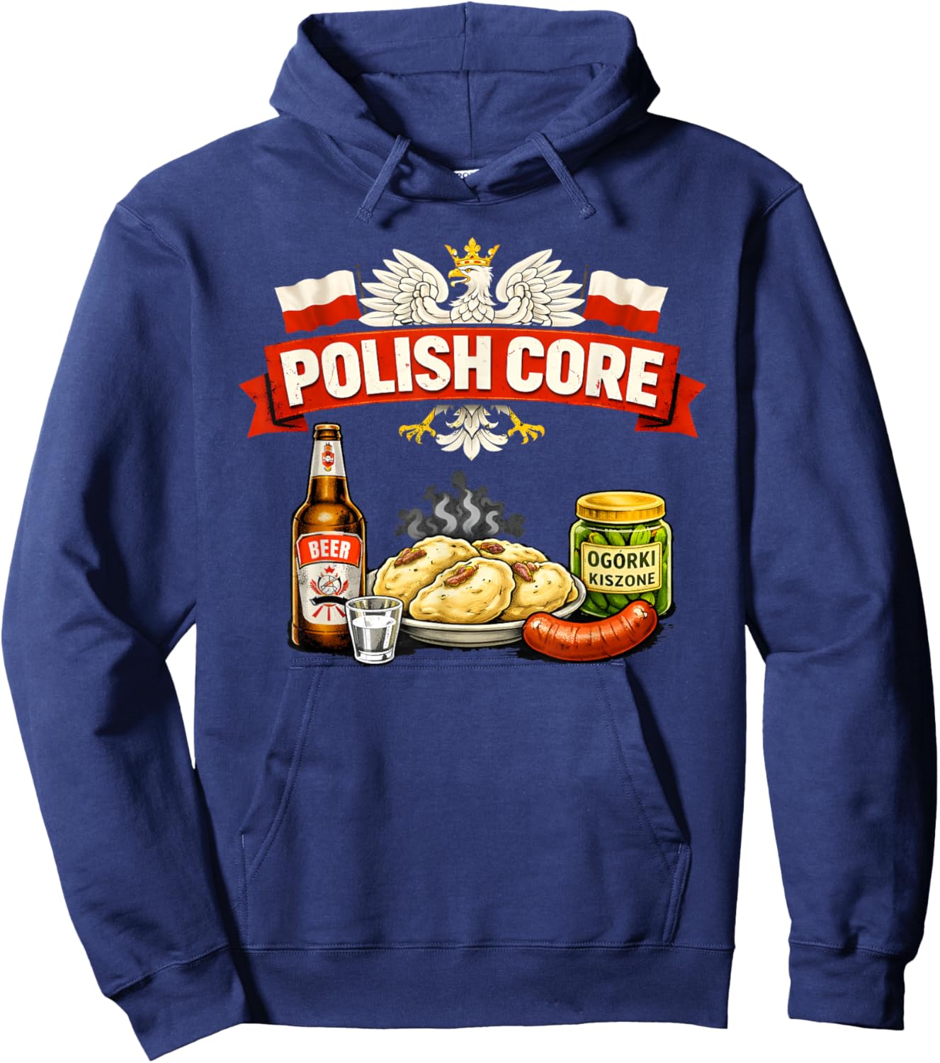 Polish Core Love Poland Polish Food Vodka Proud Polish Man Hoodie - Hoodie | Navy
