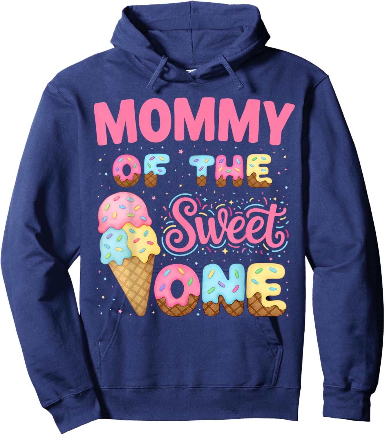 Mommy of The Sweet One Ice Cream Matching Birthday Family Hoodie - Hoodie | Navy