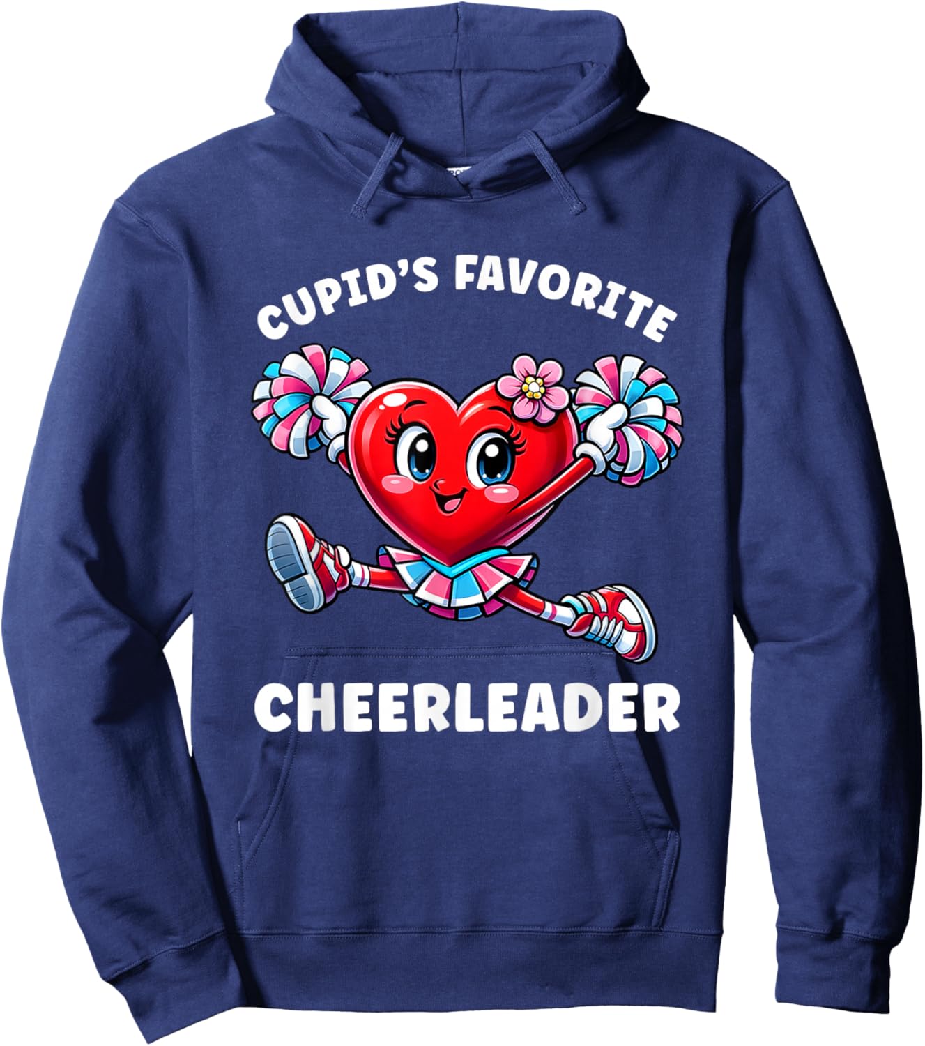 Cupid's Favorite Cheerleader Valentine's Day Cheerleading Hoodie - Hoodie | Navy