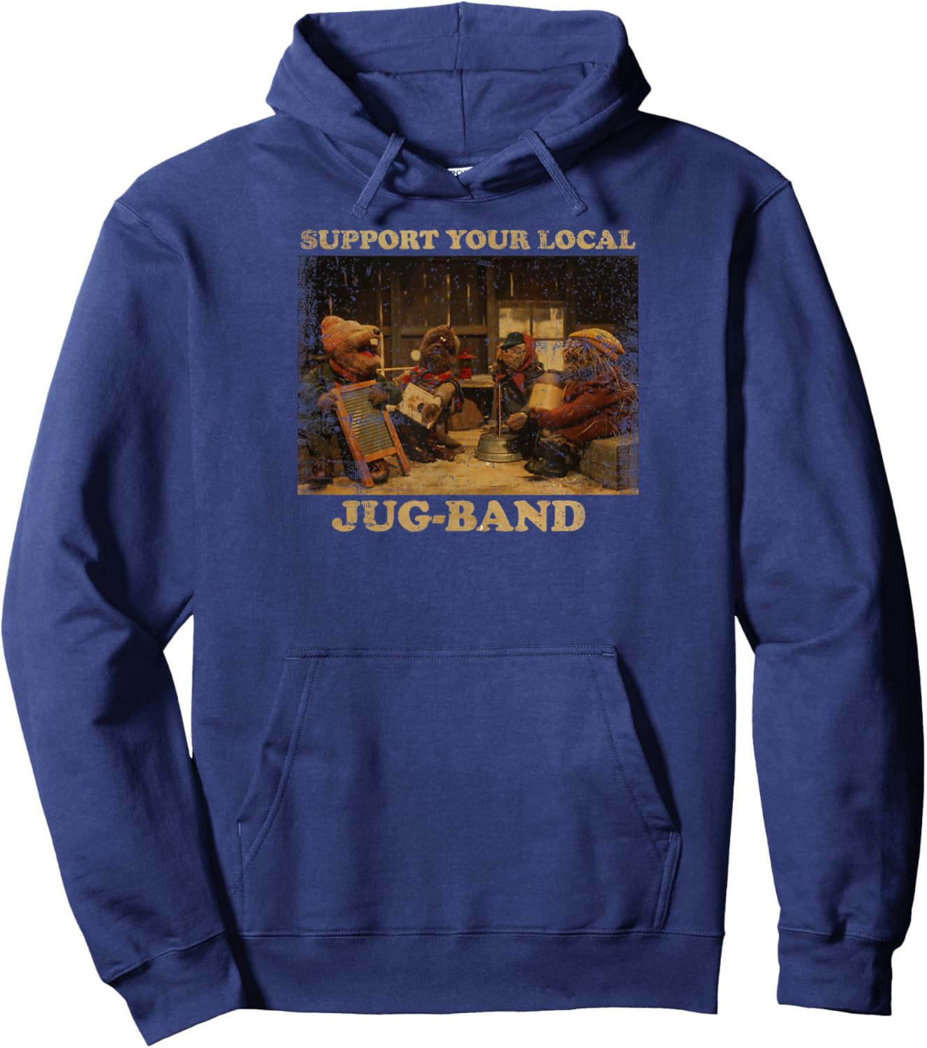 Vintage Support Local JUG-Band Graphic Music Musician Joke Hoodie - Hoodie | Navy