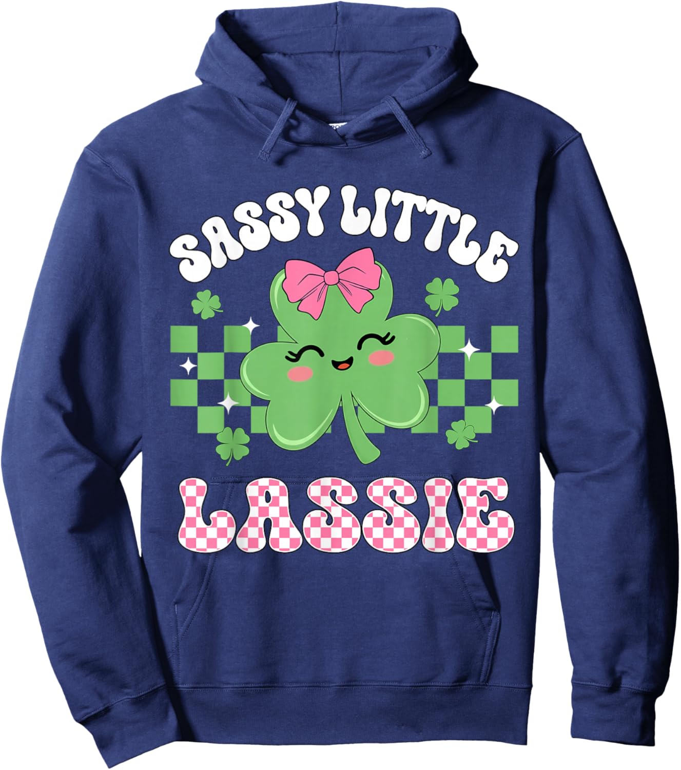 St Patricks Day Shamrock Sassy Little Lassie Irish Girls Kid Hoodie - Hoodie | Navy