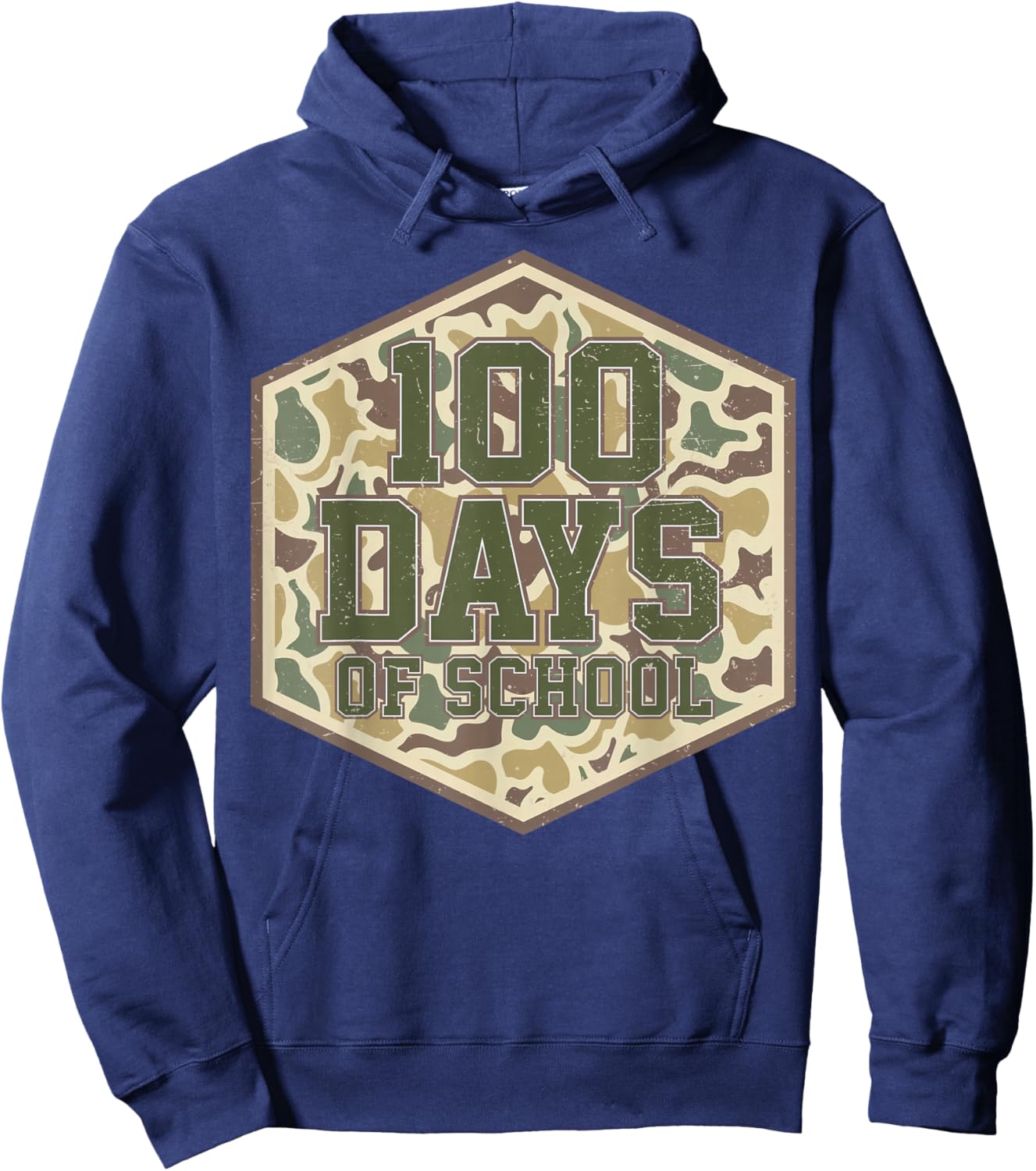 Retro Camo 100 Days of School Teacher Student Boy Girl Kids Hoodie - Hoodie | Navy