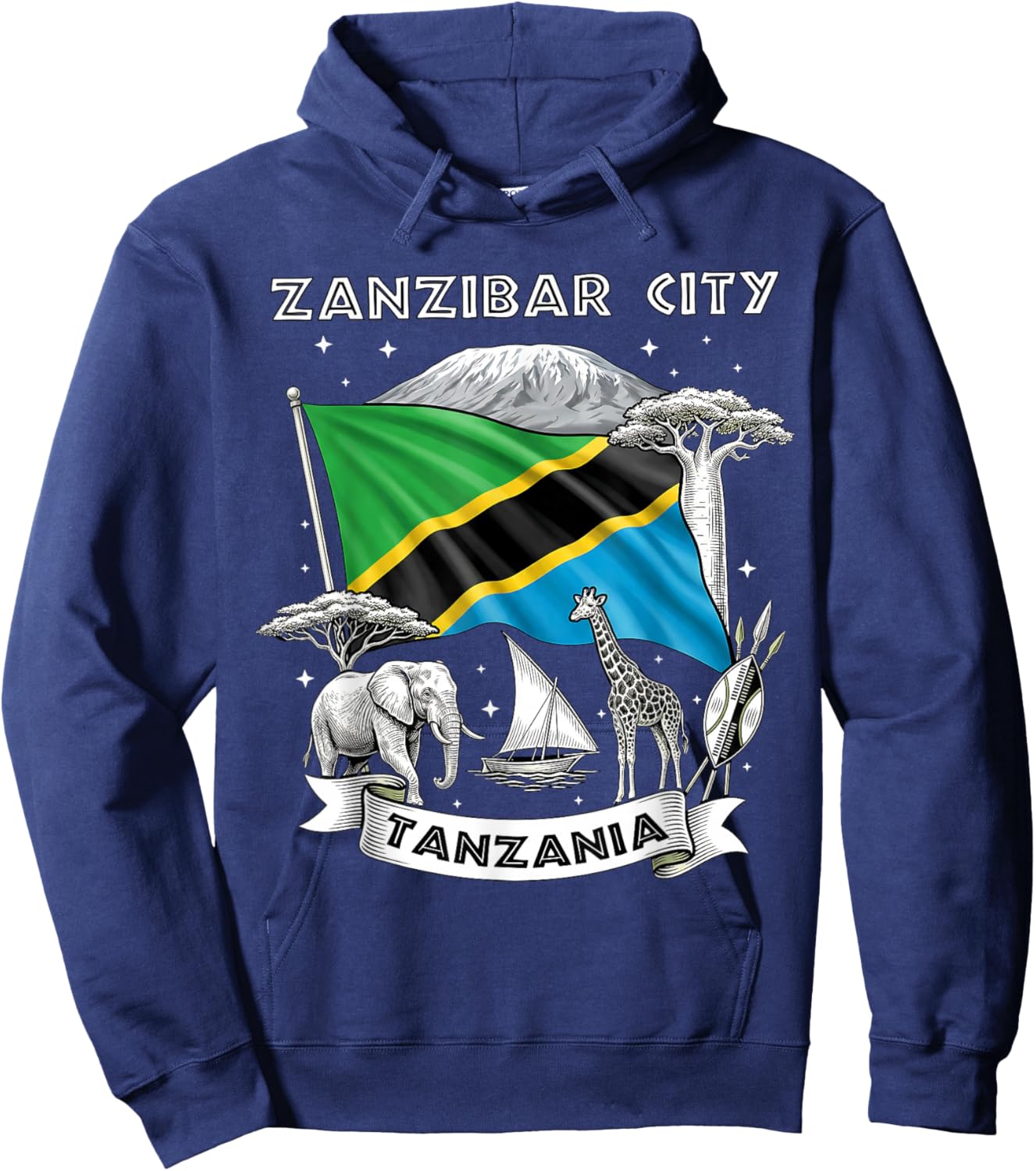 Zanzibar City Tanzania African Metropolis Graphic Hoodie - Hoodie | Navy