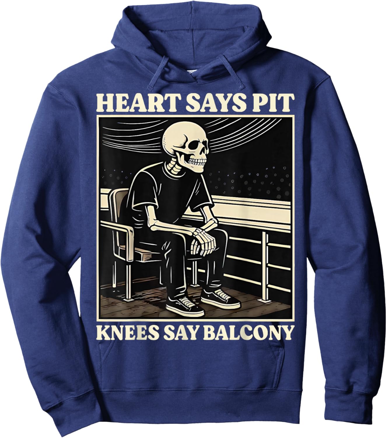 Retro Heart Says Pit Knees Say Balcony Men Hoodie - Hoodie | Navy
