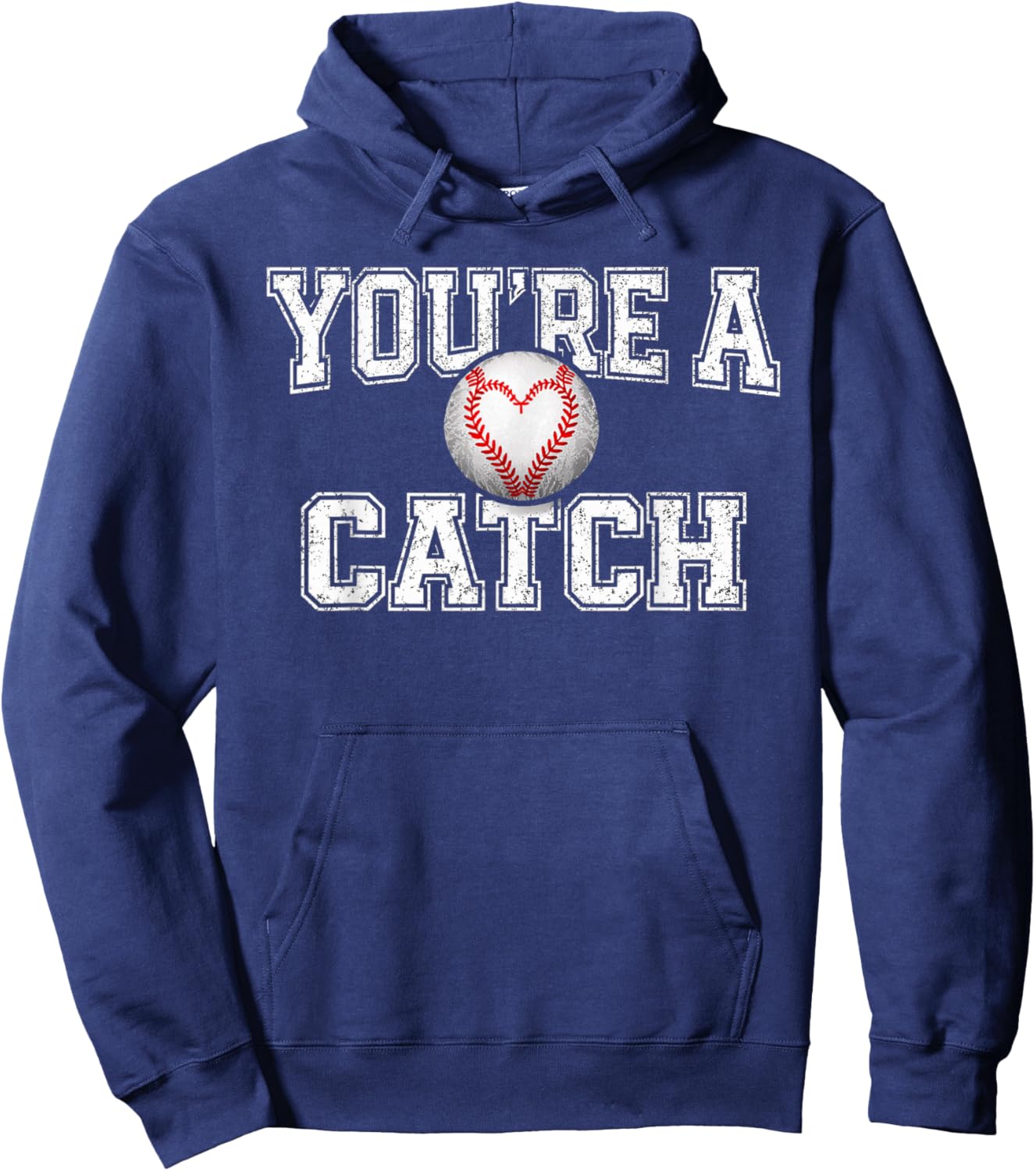 Funny You're A Catch Baseball Pun Heart Kids Boys Valentines Hoodie - Hoodie | Navy