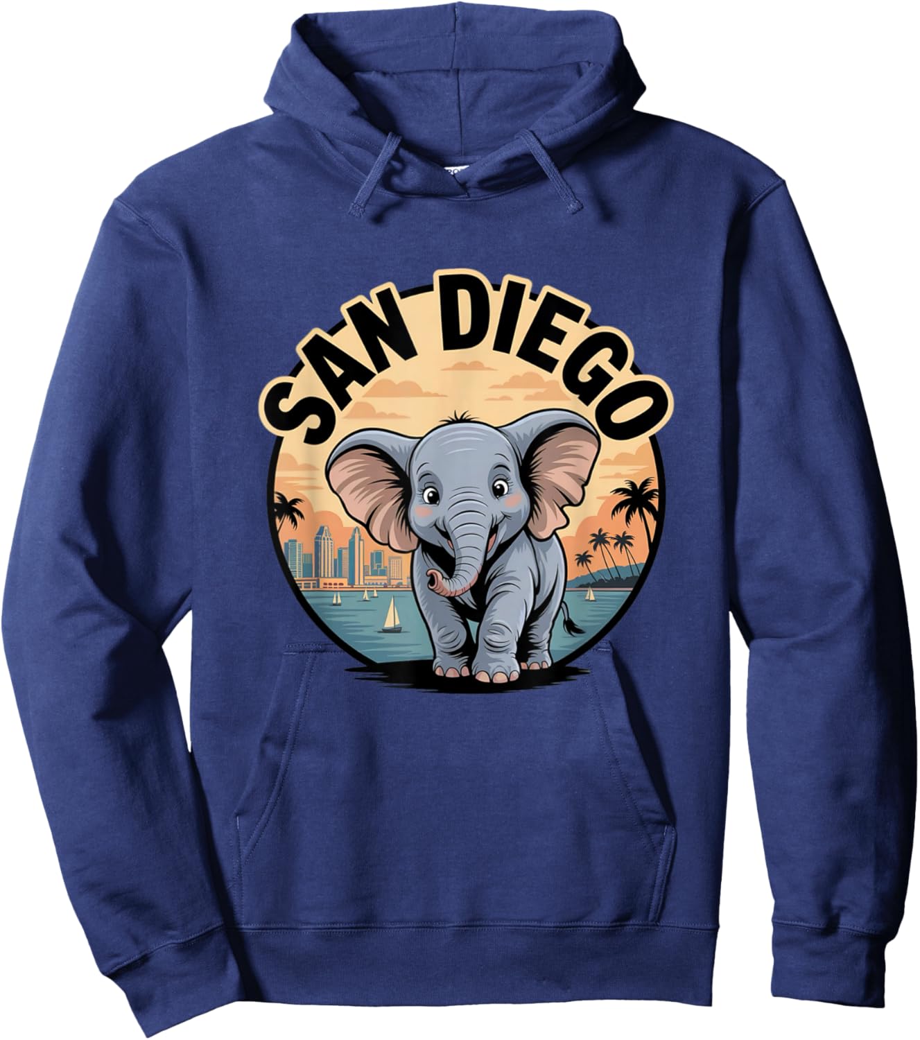 San Diego Elephant Cute Animal City Zoo Park Hoodie - Hoodie | Navy