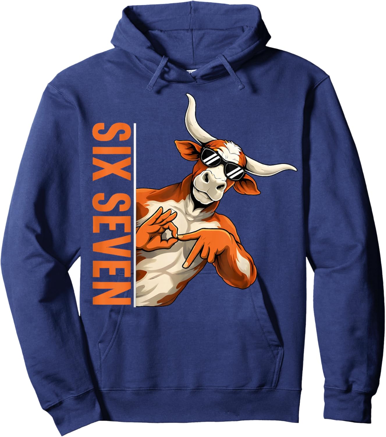 Funny Six Seven 67 Longhorn Meme Gifts for Kids Boys Men Hoodie - Hoodie | Navy