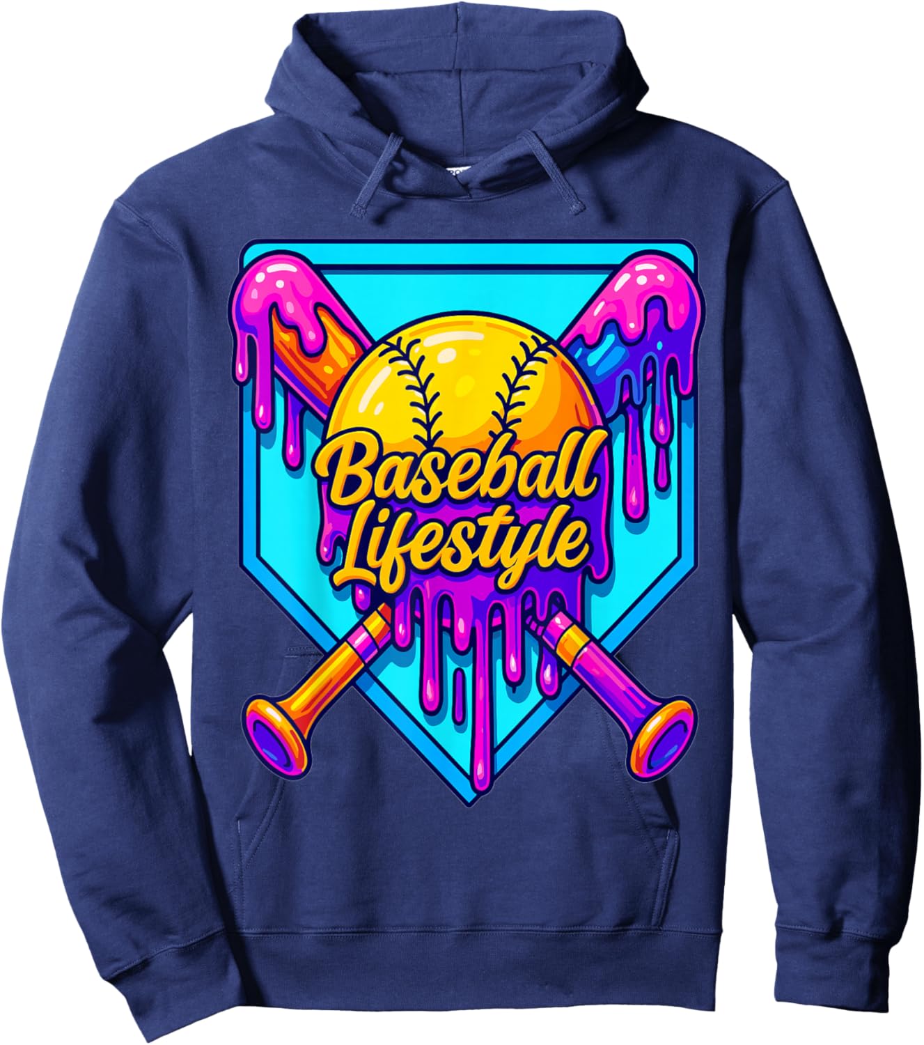 Baseball Drip Outfit Boys, Ice Cream Drip Baseball Lifestyle Hoodie - Hoodie | Navy
