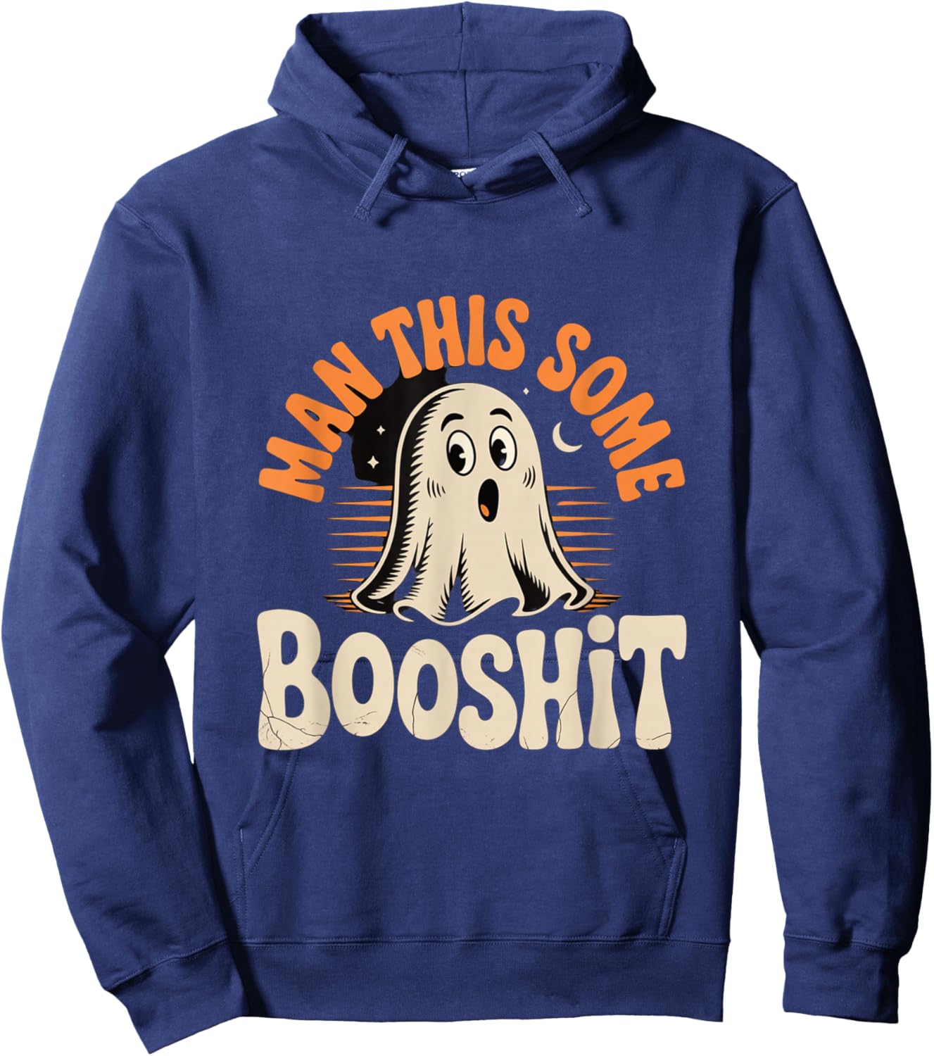 Man This Some Booshit Funny Ghost Halloween Design Hoodie - Hoodie | Navy