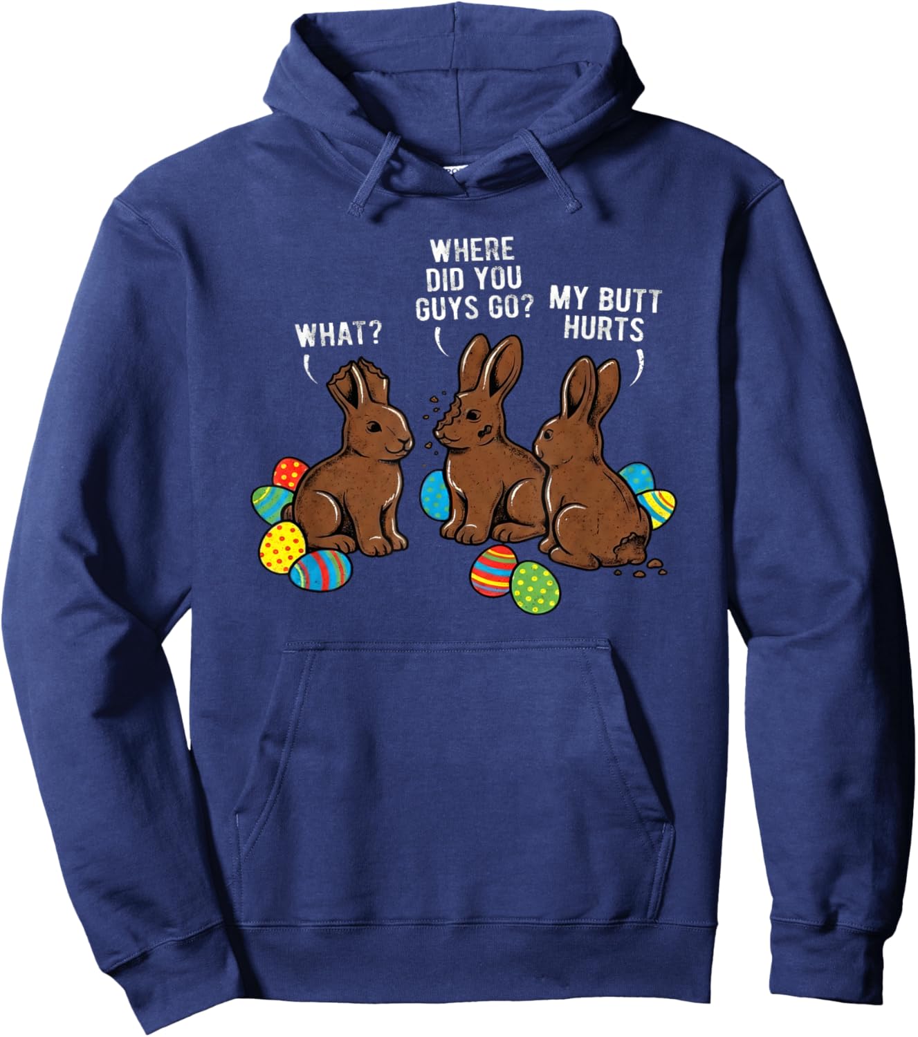 Where Did You Guys Go Chocolate Bunny Funny Easter Kids Hoodie - Hoodie | Navy