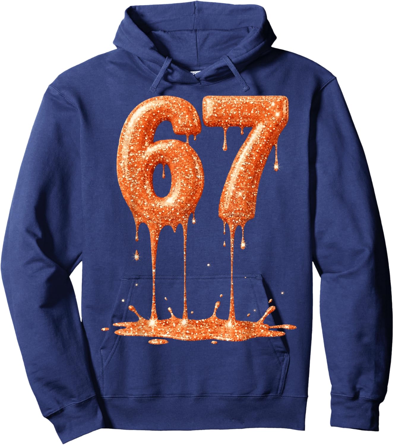 Funny Six Seven 6 7 Meme Orange Dripping 6-7 Youth 67 Drip Hoodie - Hoodie | Navy