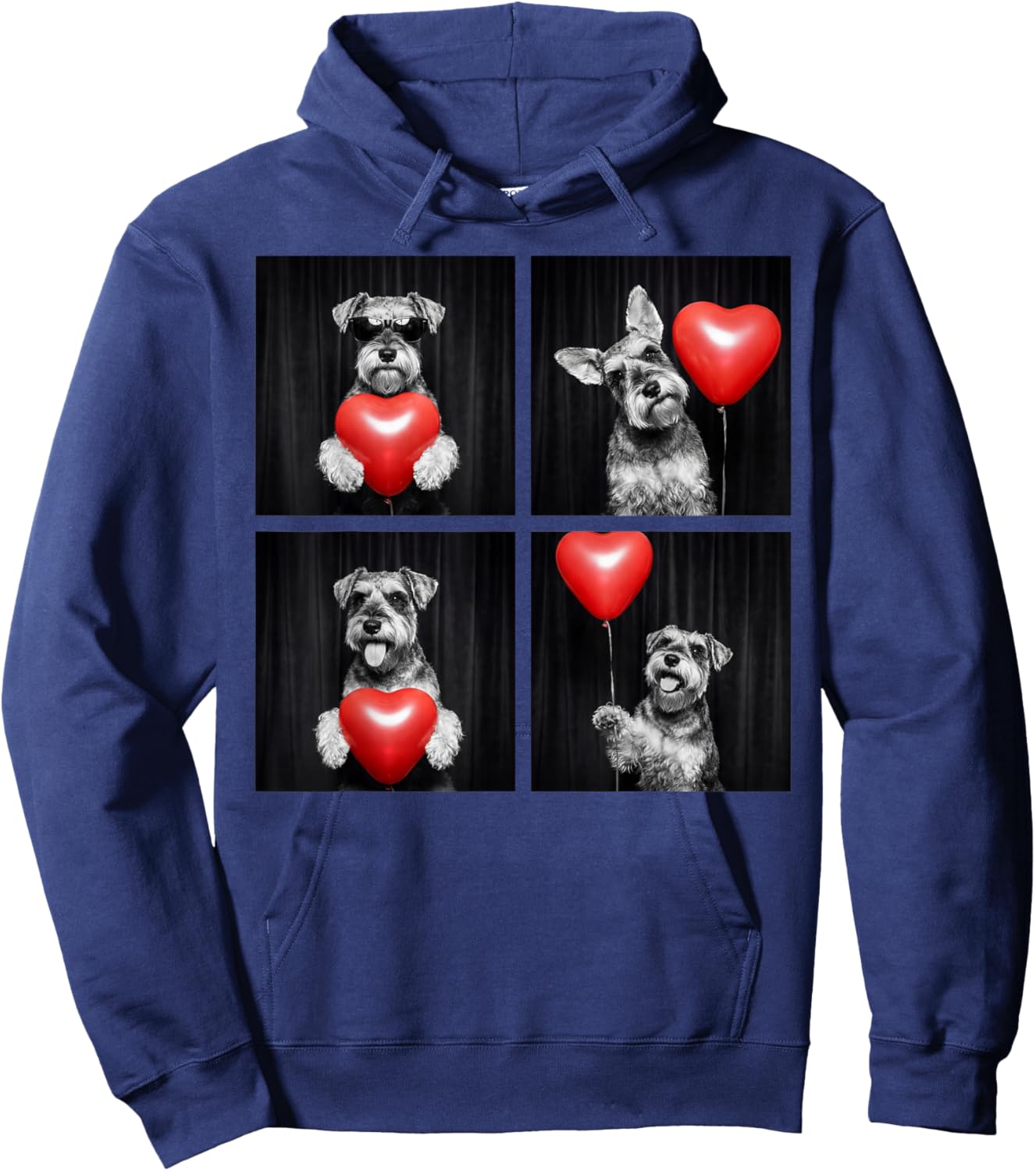 Funny Schnauzer Photobooth Dog Lover Design Valentines Hoodie - Hoodie | Navy