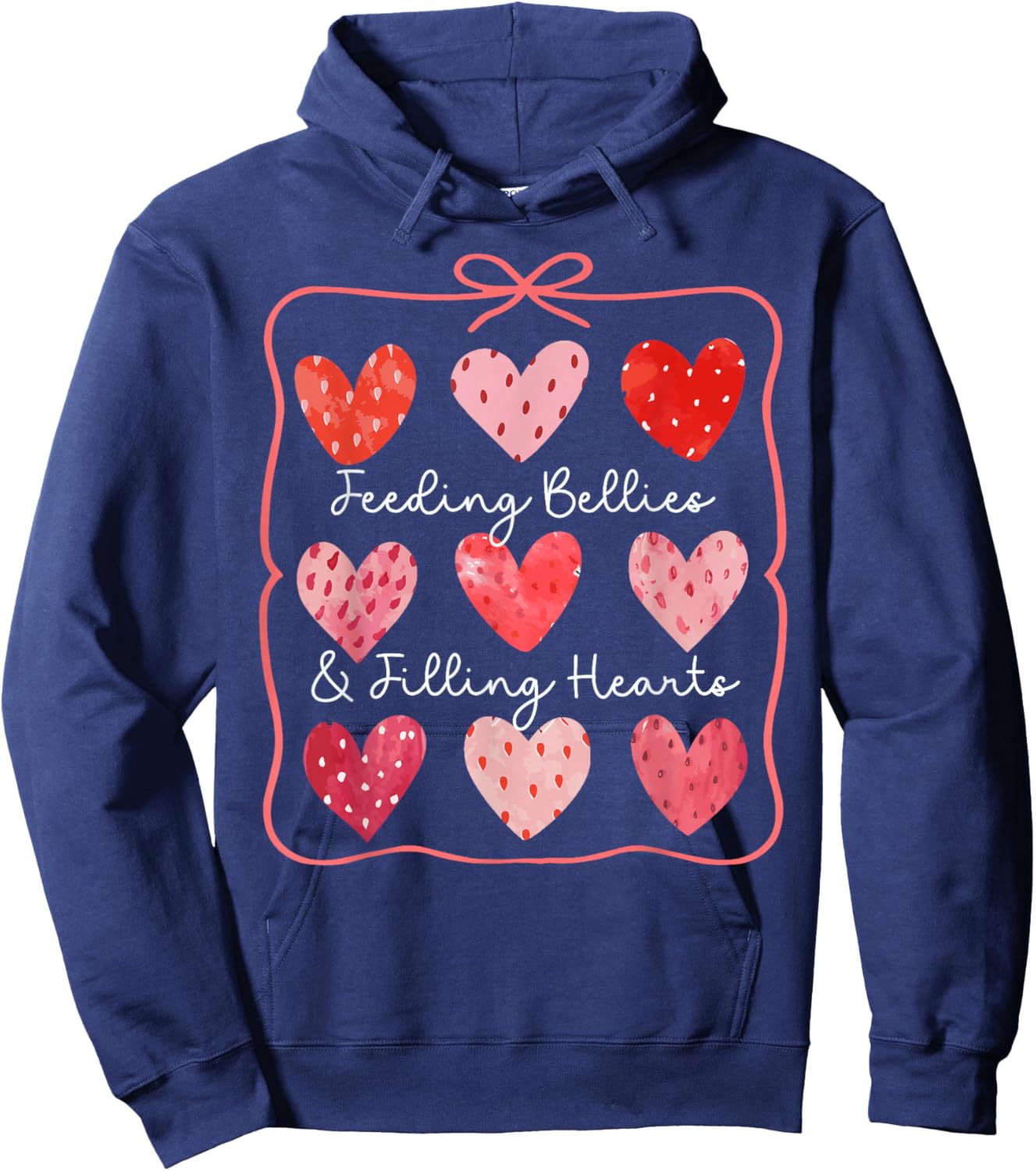 Lunch Lady Valentines Day Cafeteria Strawberry Sweethearts Hoodie - Hoodie | Navy