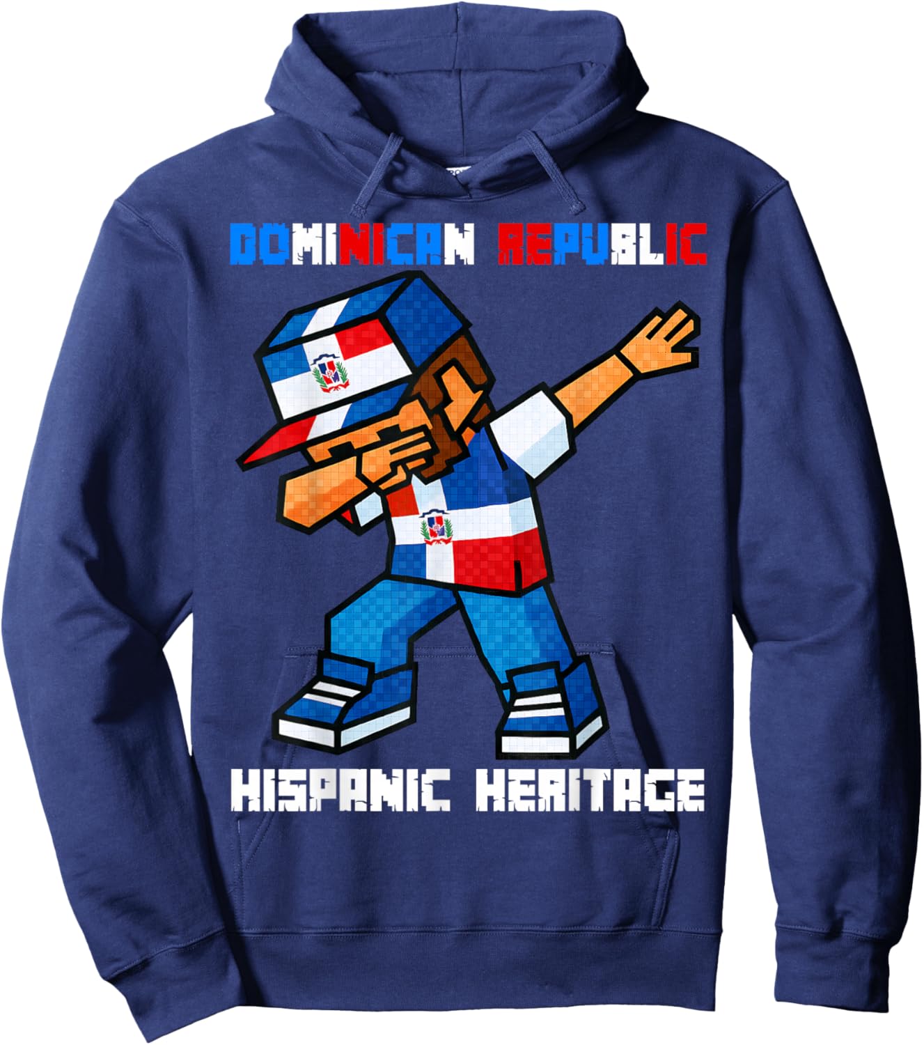 Dominican Republic Dab Boy Game Pixel Hispanic Heritage Kids Hoodie - Hoodie | Navy