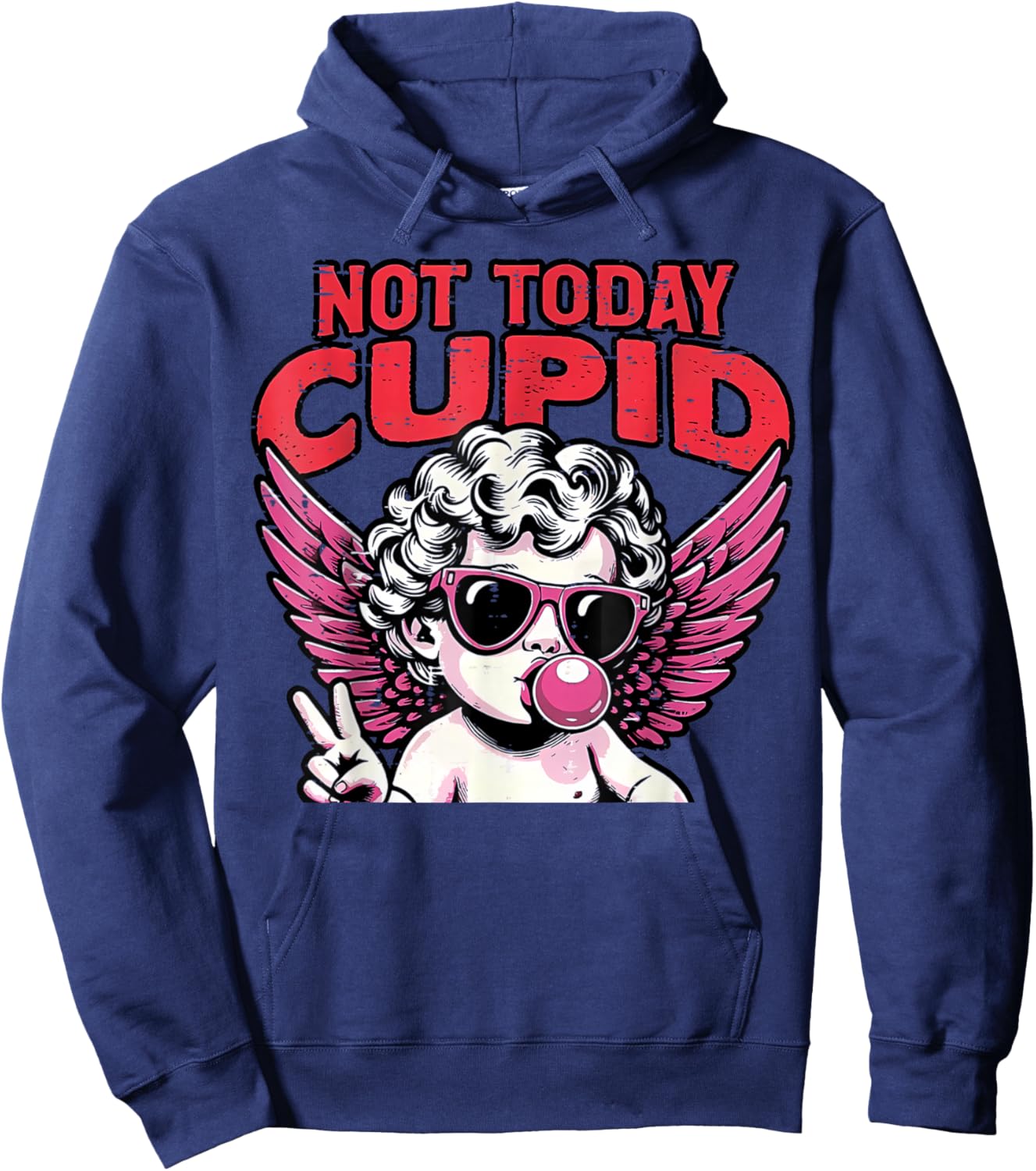 Anti Valentines Day Not Today Cupid Funny Humor Women Men Hoodie - Hoodie | Navy