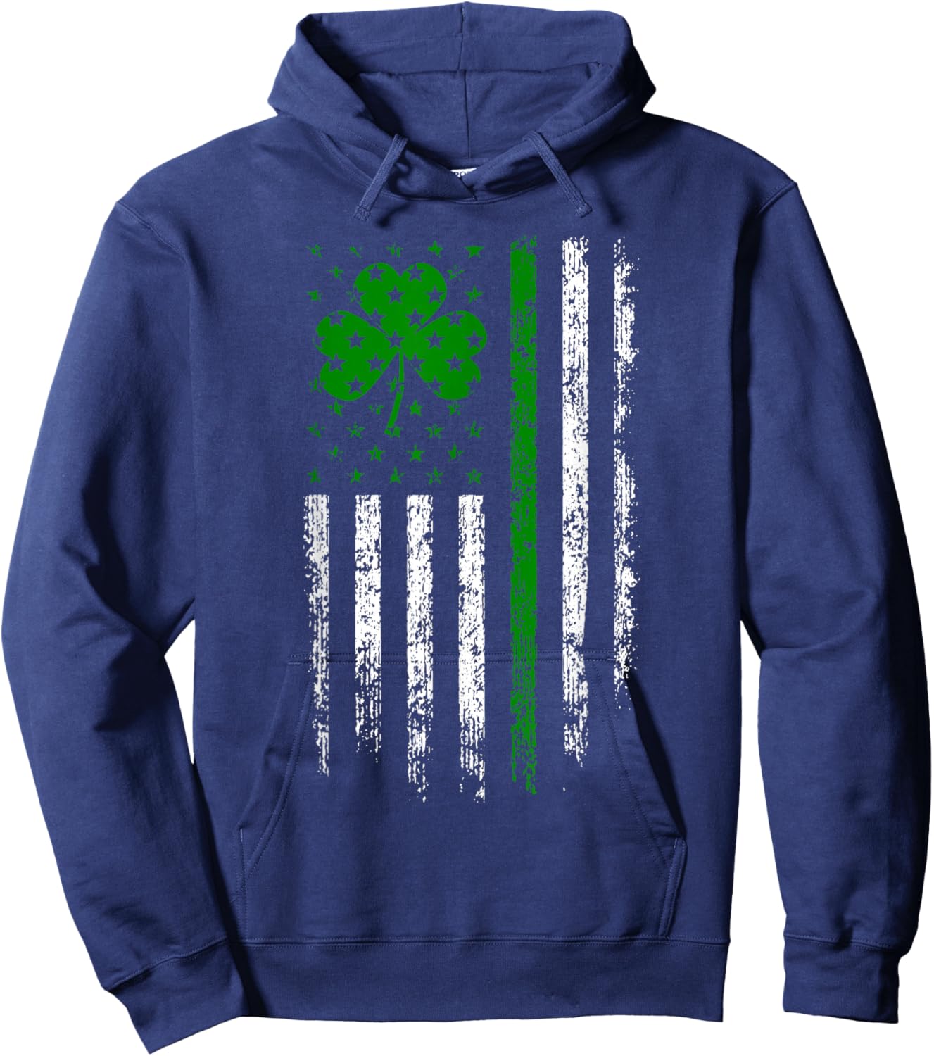 US American Flag with Shamrocks for St Patricks Day Irish Hoodie - Hoodie | Navy