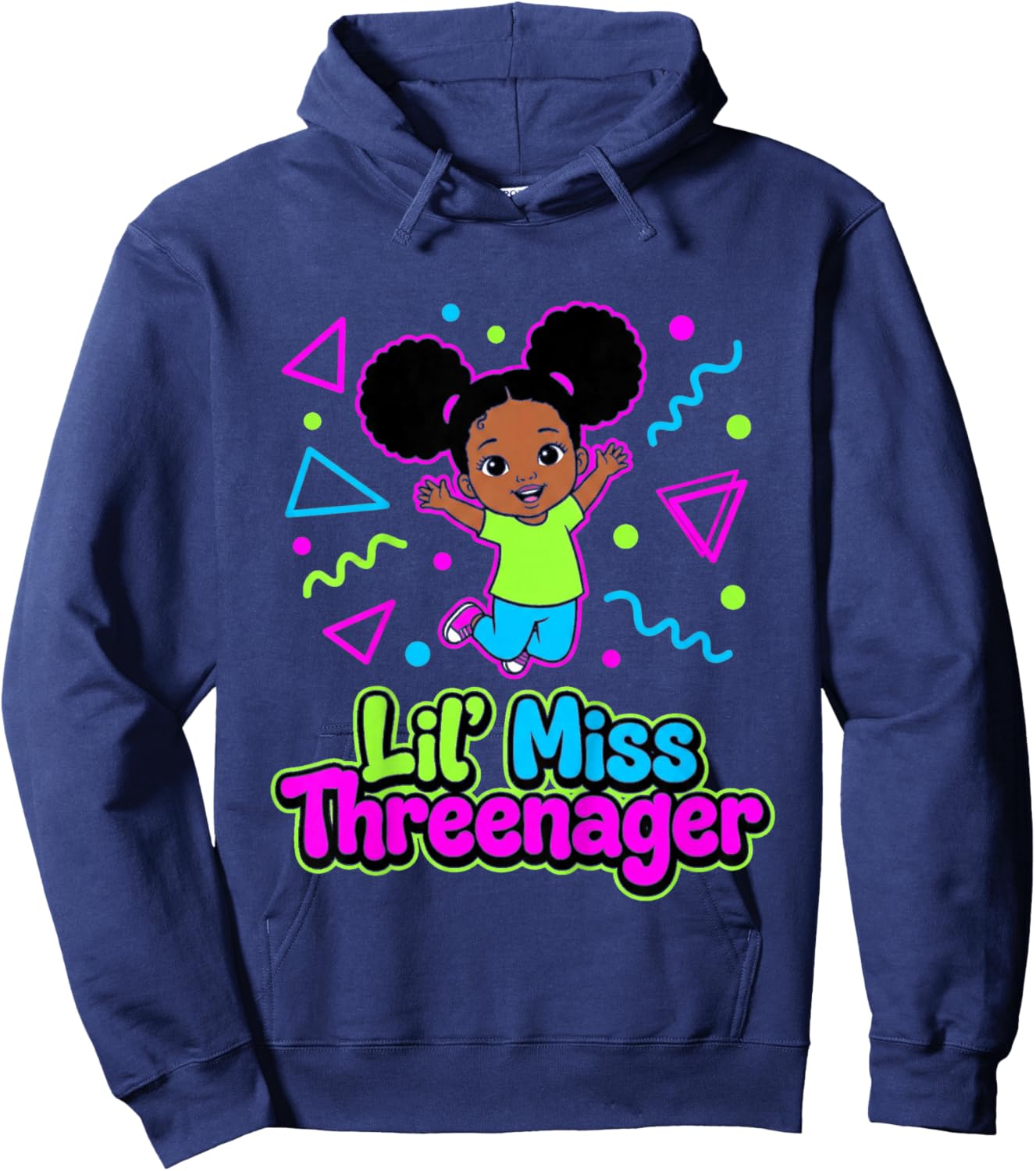 3rd Birthday Girl Sassy Toddler Lil Miss Threenager Hoodie - Hoodie | Navy
