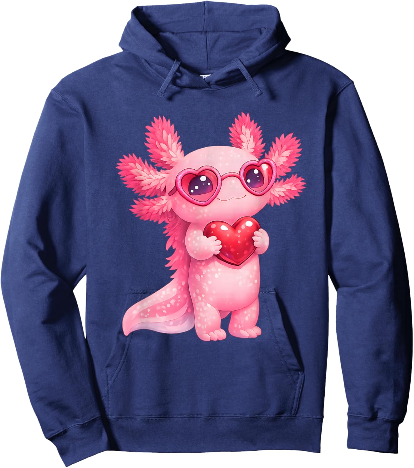Cute Axolotl Valentines Day Love Funny Kids Gift Hoodie - Hoodie | Navy