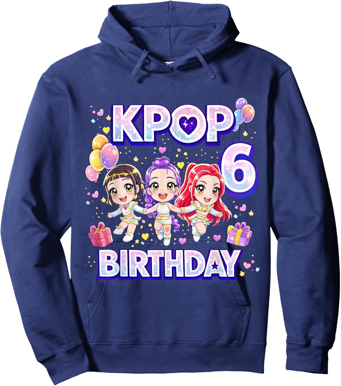 6 Years Old Birthday K pop Kids 6th Bday Girls K-pop Hoodie - Hoodie | Navy