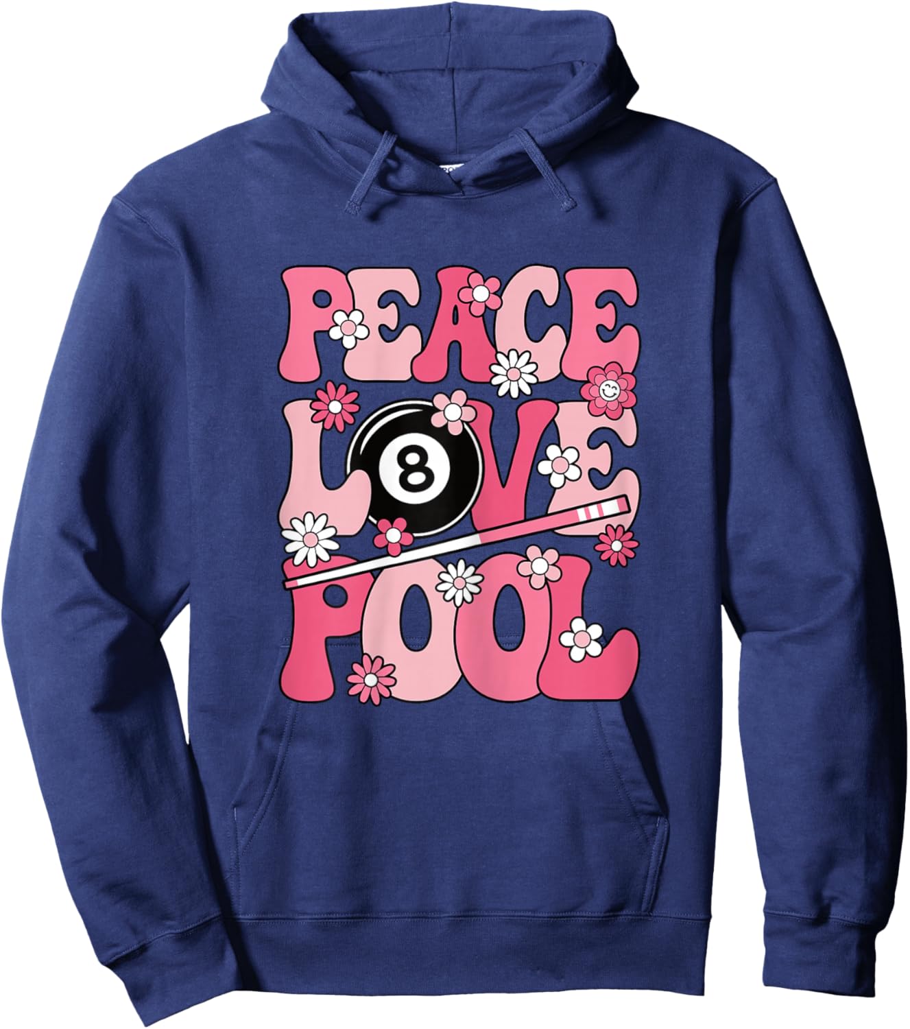 Peace Love Pool 8 Ball Billiard Player Women Girls Kids Hoodie - Hoodie | Navy