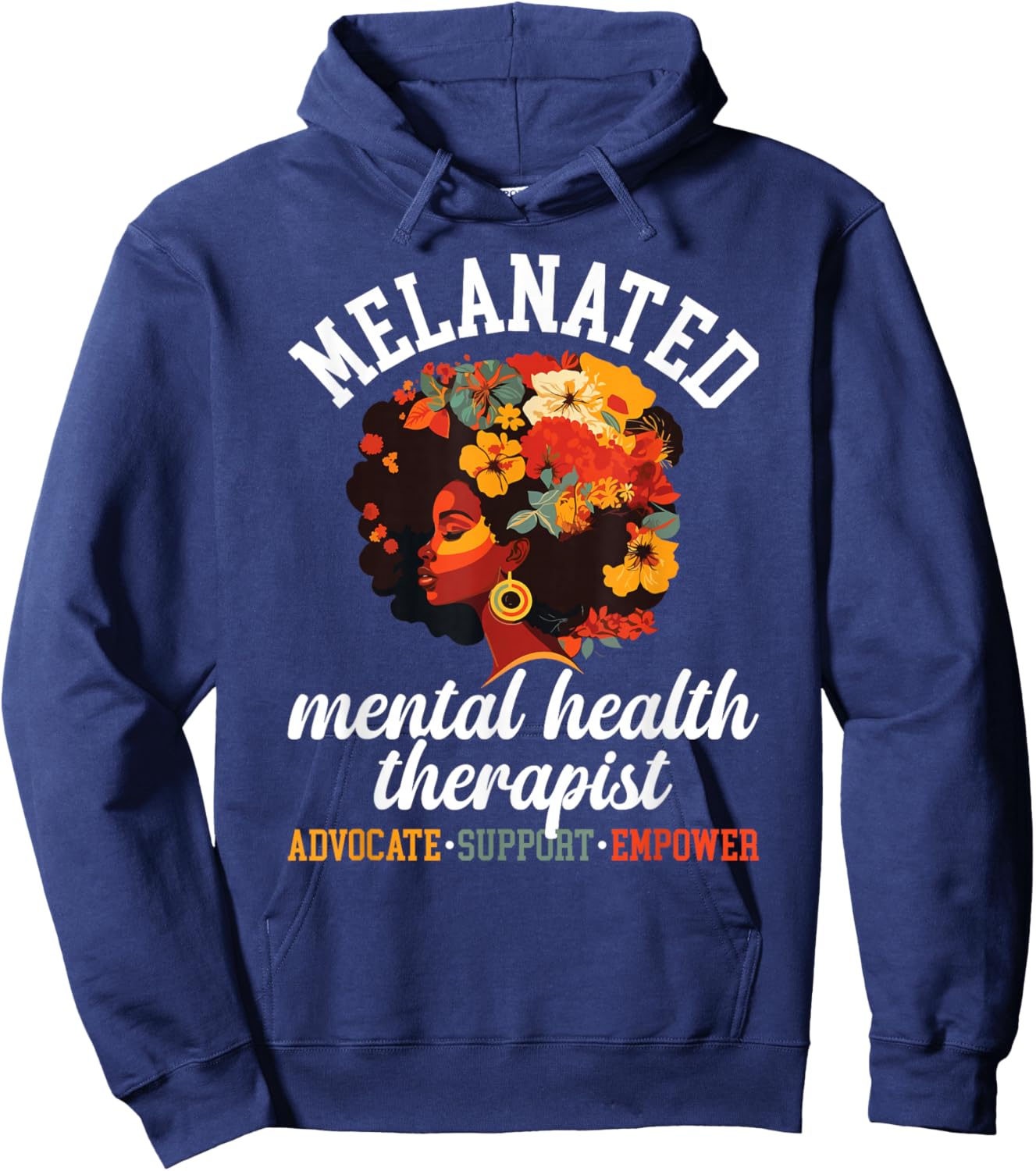 Melanated Mental Health Therapist Mental Health Counselor Hoodie - Hoodie | Navy