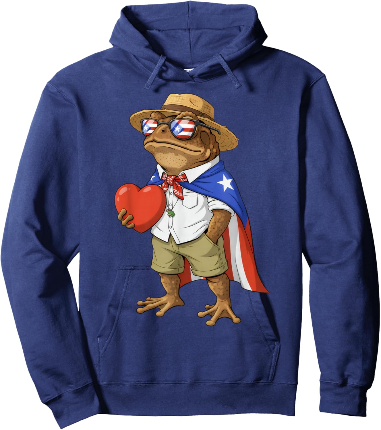 Coqui Frog Puerto Rico Flag Puerto Rican Valentine Heart Hoodie - Hoodie | Navy