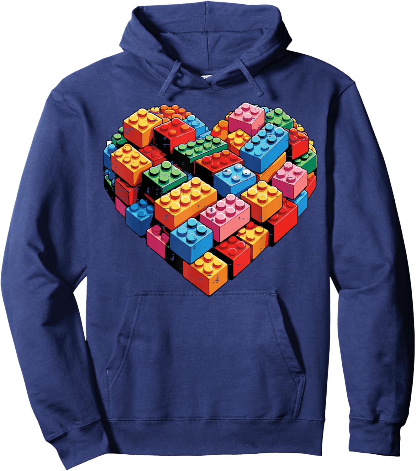 Valentines Day Heart Building Blocks Bricks Boys Kid Toddler Hoodie - Hoodie | Navy