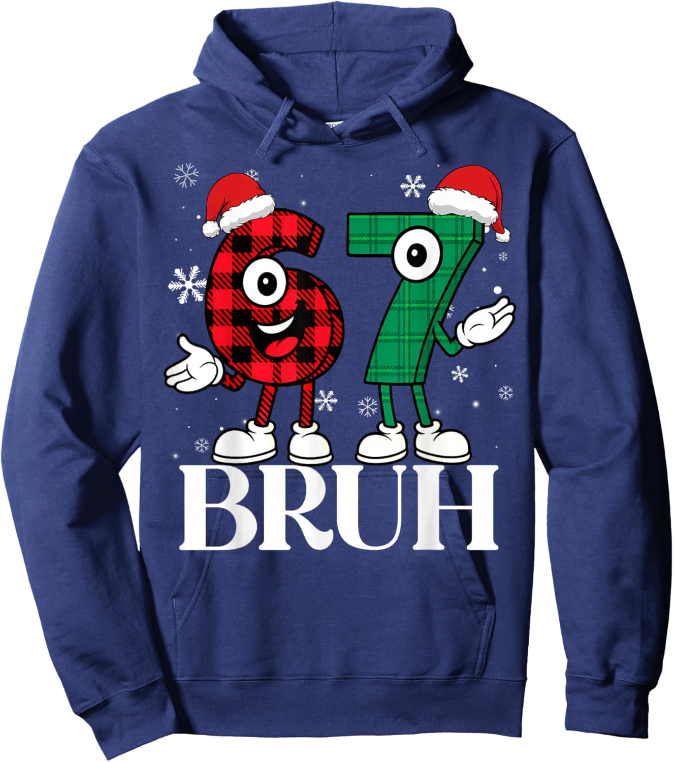 67 Six Seven Christmas Bruh Funny Italian Brainrot Meme Hoodie - Hoodie | Navy