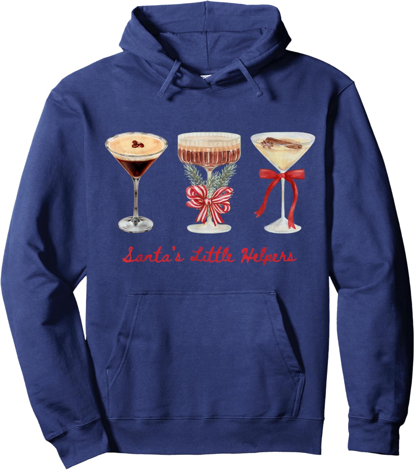 Funny Vintage Santa's Little Helper Martini Merry Christmas Hoodie - Hoodie | Navy
