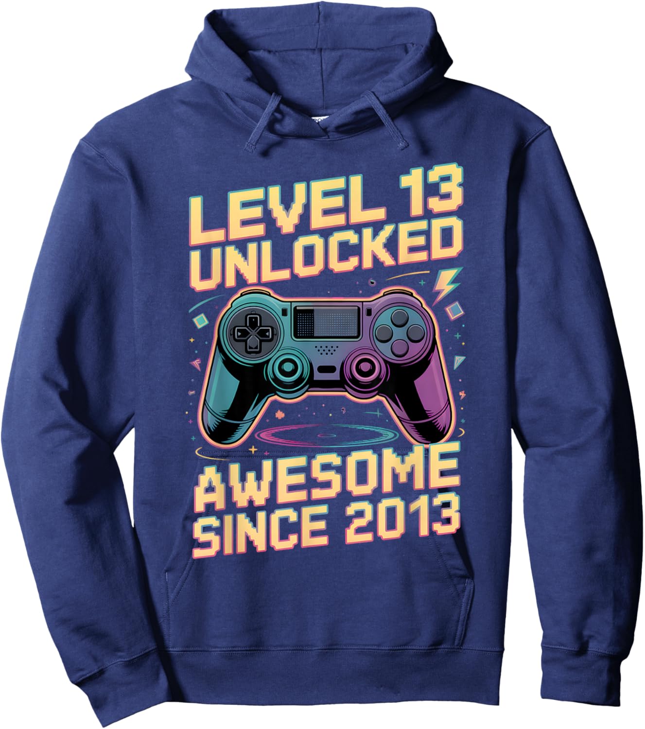 13th Birthday Boy Gift Level 13 Gamer 2013 13 Year Old Party Hoodie - Hoodie | Navy