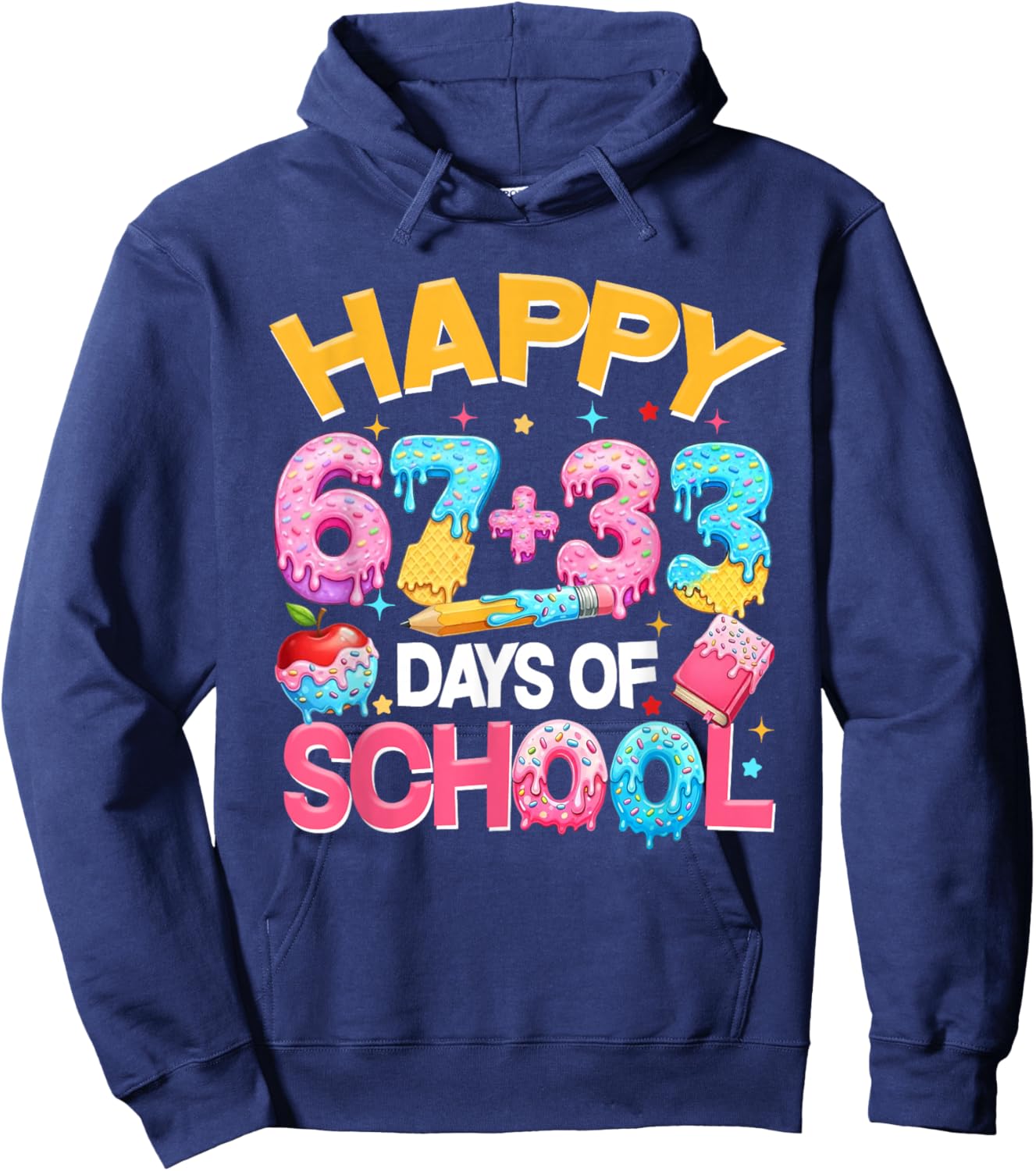 Happy 67 33 Days of School for Girls Boys Kids 100th Day Hoodie - Hoodie | Navy
