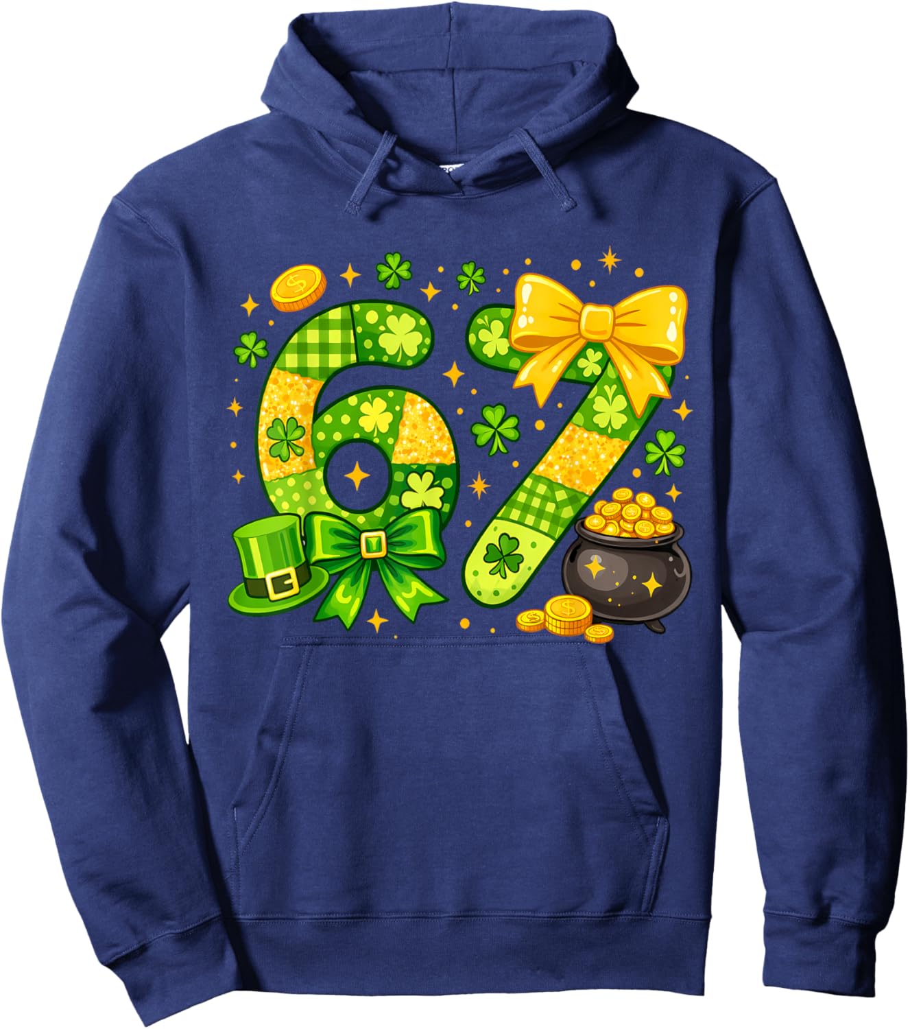 Funny Six Seven 67 Meme St Paddy's Kid Girl St Patrick's Day Hoodie - Hoodie | Navy