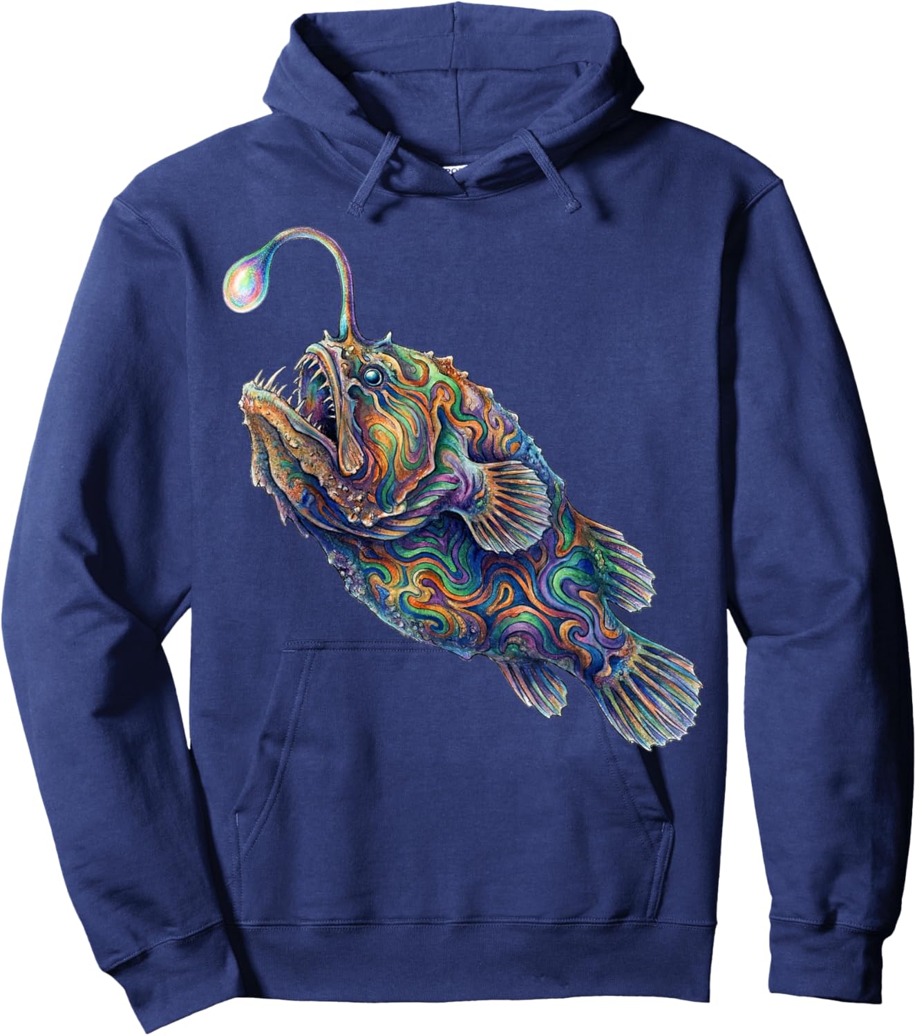 Anglerfish Abstract Ocean Art Marine Life Colorful Hoodie - Hoodie | Navy