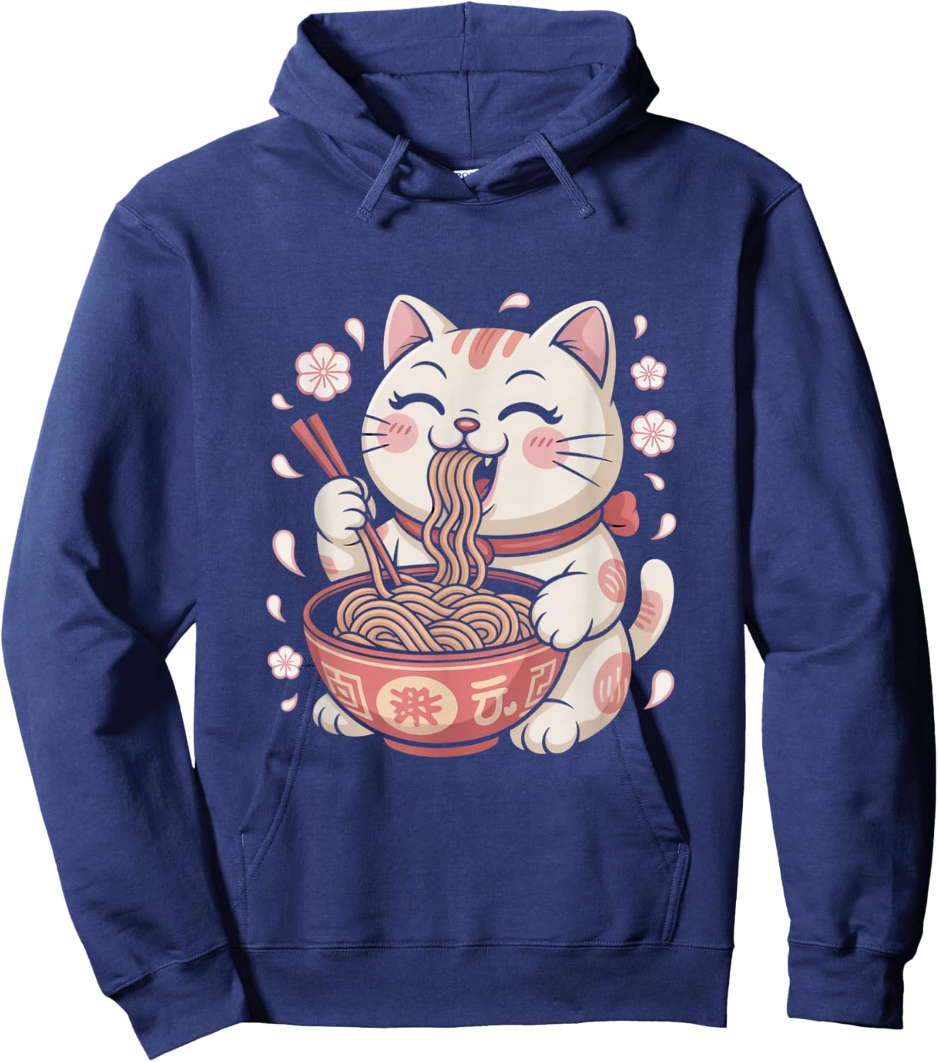 Funny Cute Ramen Cat Cherry Blossom Japan Anime Lover Gifts Hoodie - Hoodie | Navy