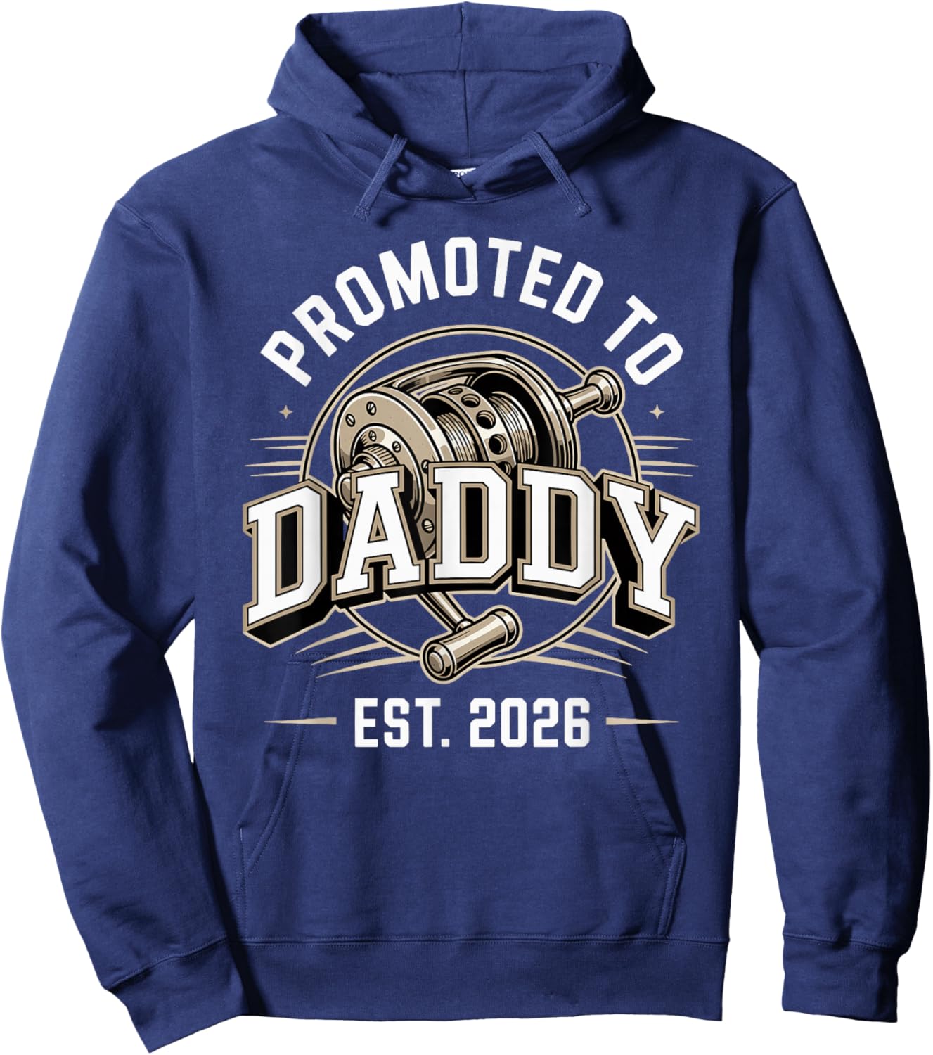 First Time Dad Promoted to Daddy Est 2026 Fishing Hoodie - Hoodie | Navy