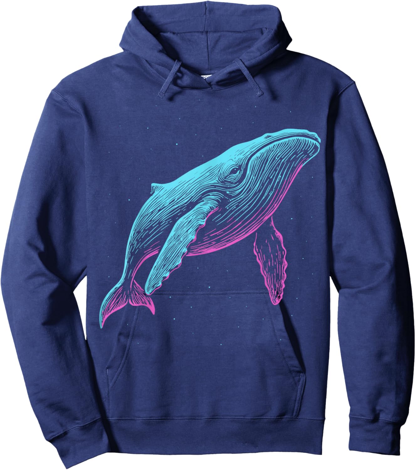 Blue Whale Illustration Colorful Hoodie - Hoodie | Navy