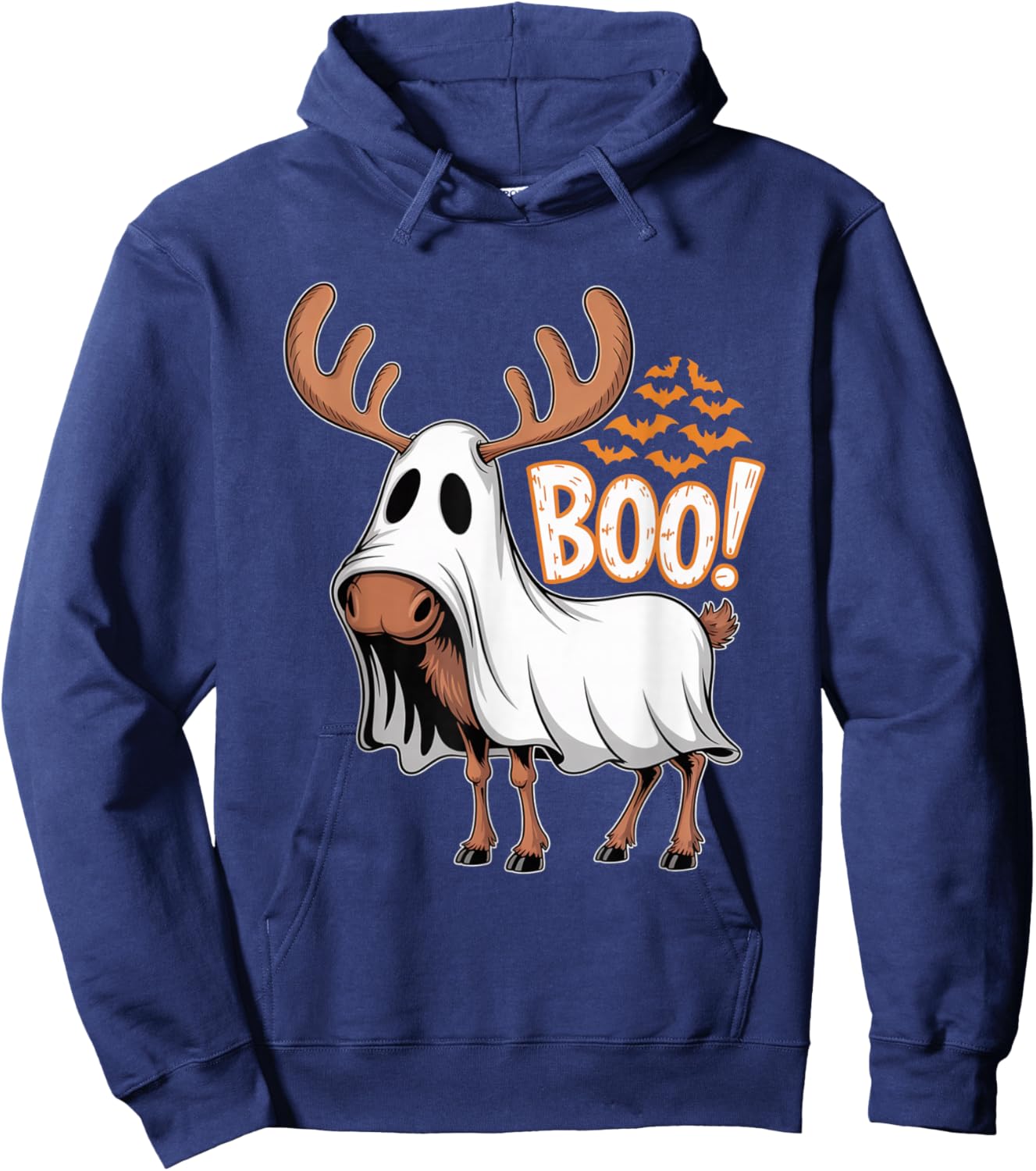 Spooky Moose Ghost Boo Costume Halloween Party Hoodie - Hoodie | Navy