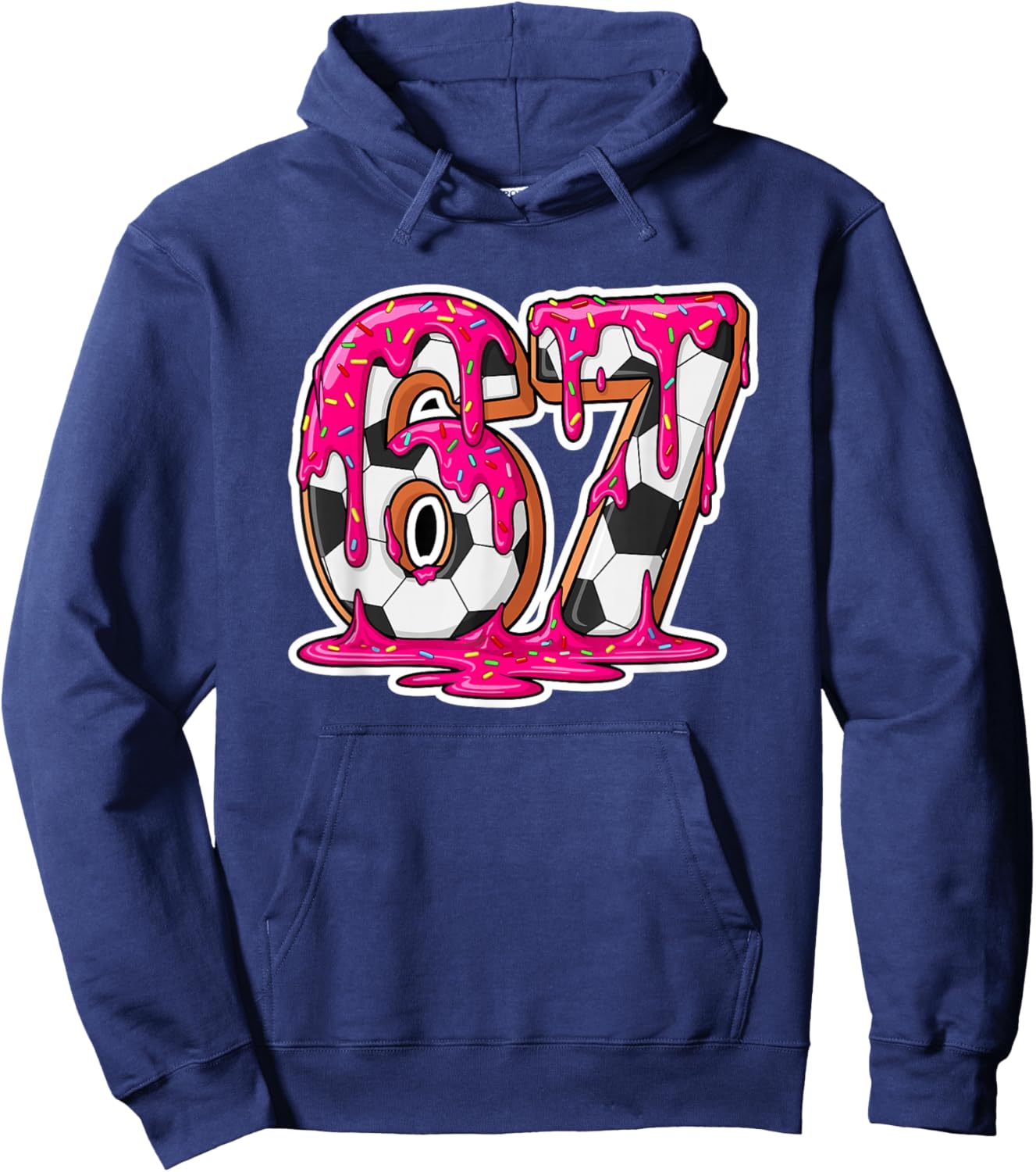 67 Soccer Ice Cream Drip Brain Rot Meme Hoodie - Hoodie | Navy