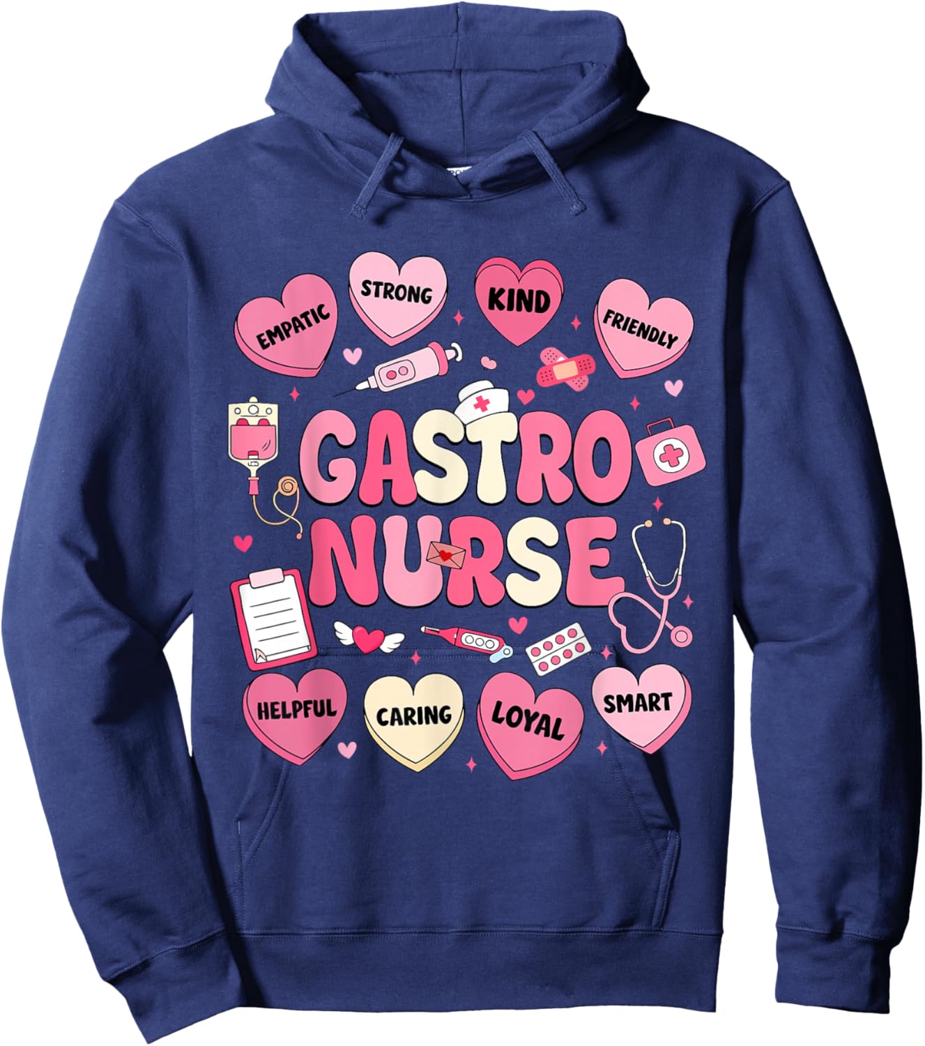 GI Nurse Valentine's Hearts Candy Gastroenterology Endo Tech Hoodie - Hoodie | Navy