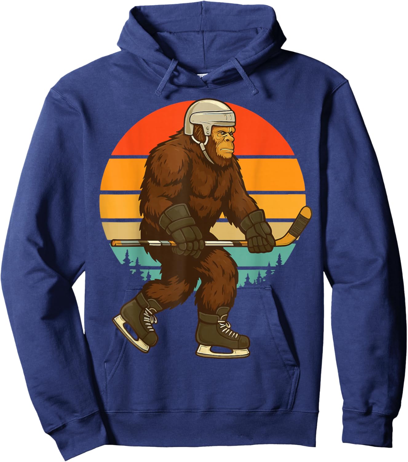 Bigfoot Ice Hockey Retro Hoodie - Hoodie | Navy